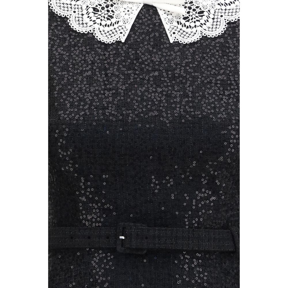 Self-Portrait Black Polyester Casual Dress