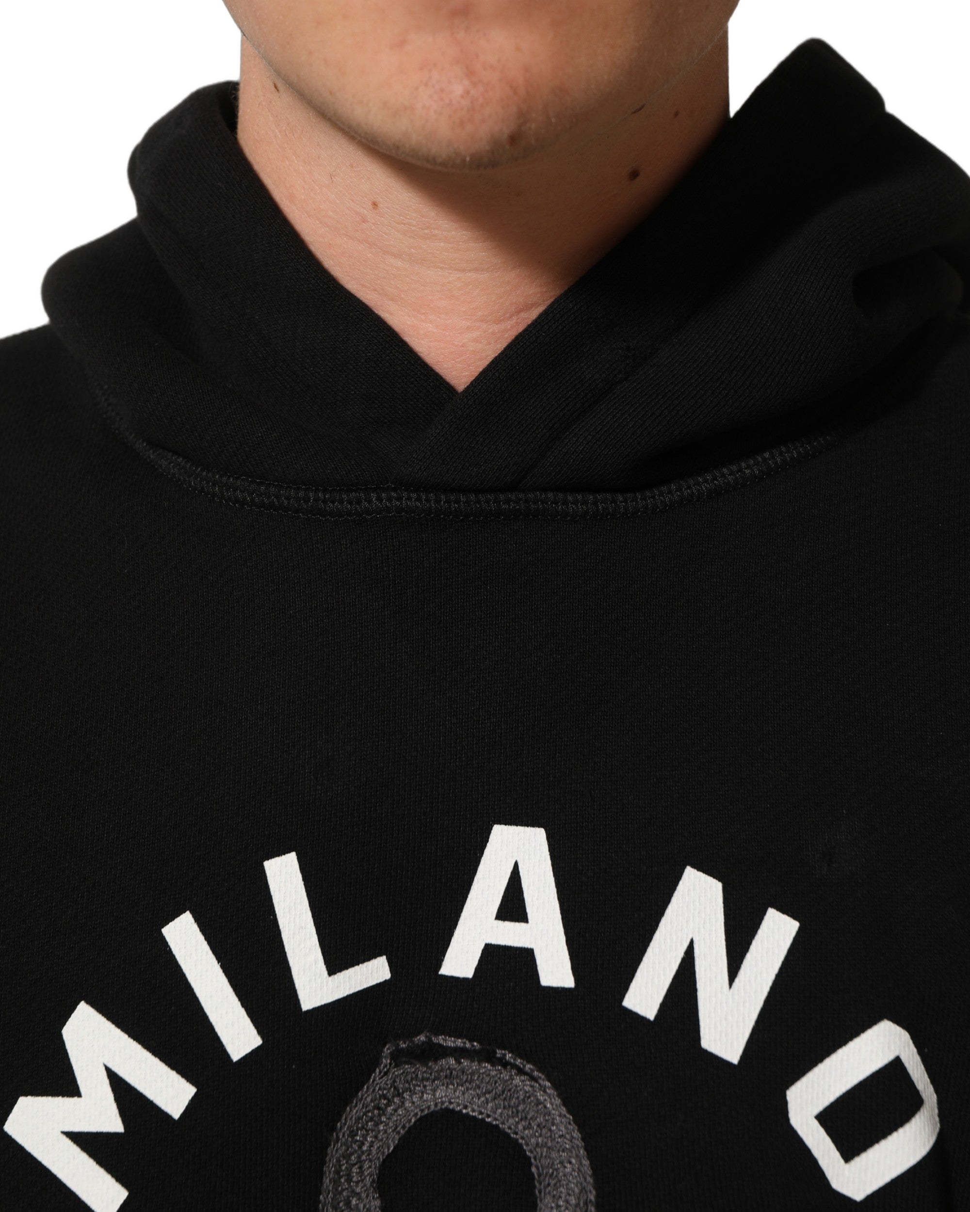 Dolce & Gabbana Black Cotton Milano1984 Print Hoodie Sweater