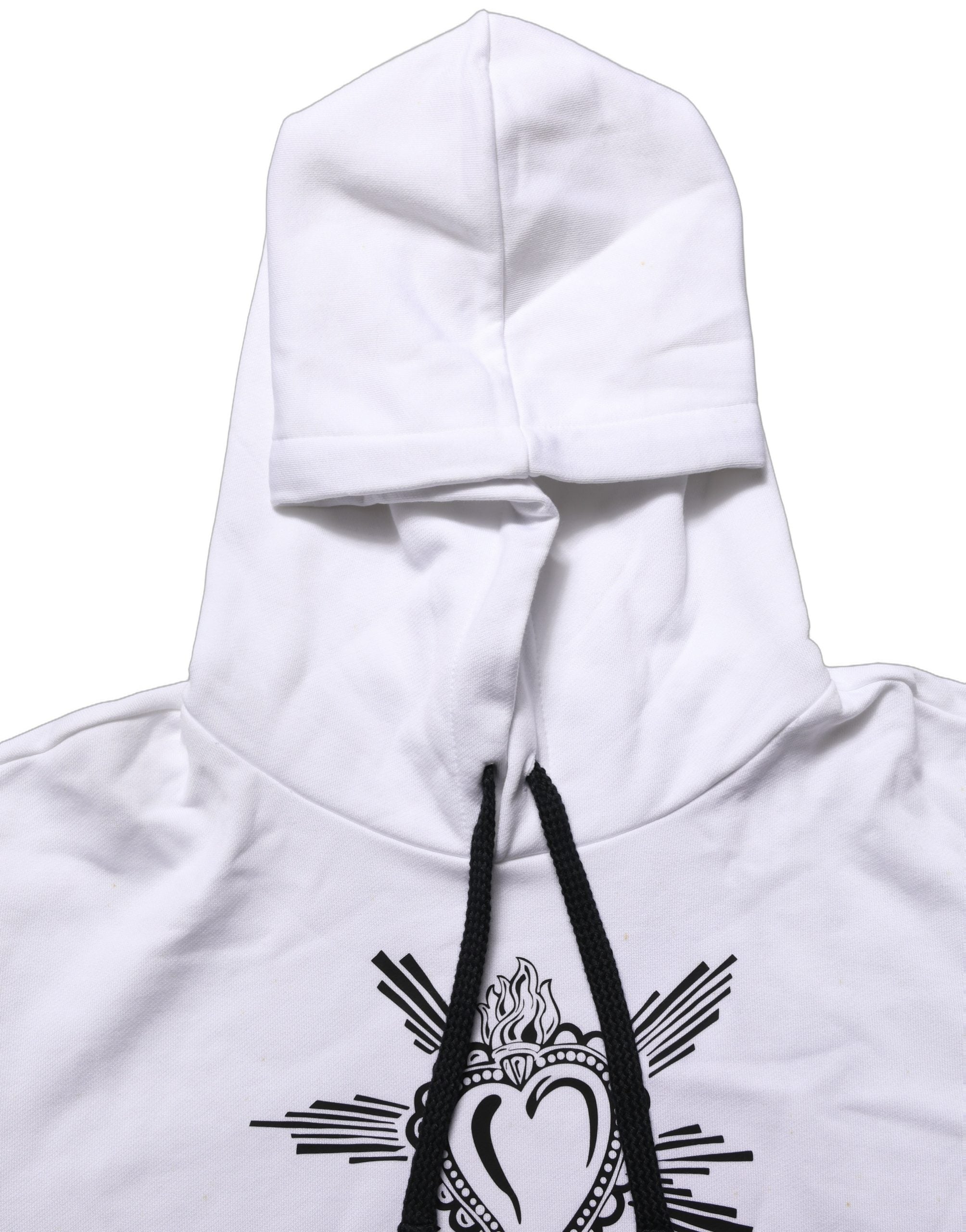 Dolce & Gabbana White Sacred Heart Hooded Sweatshirt Sweater