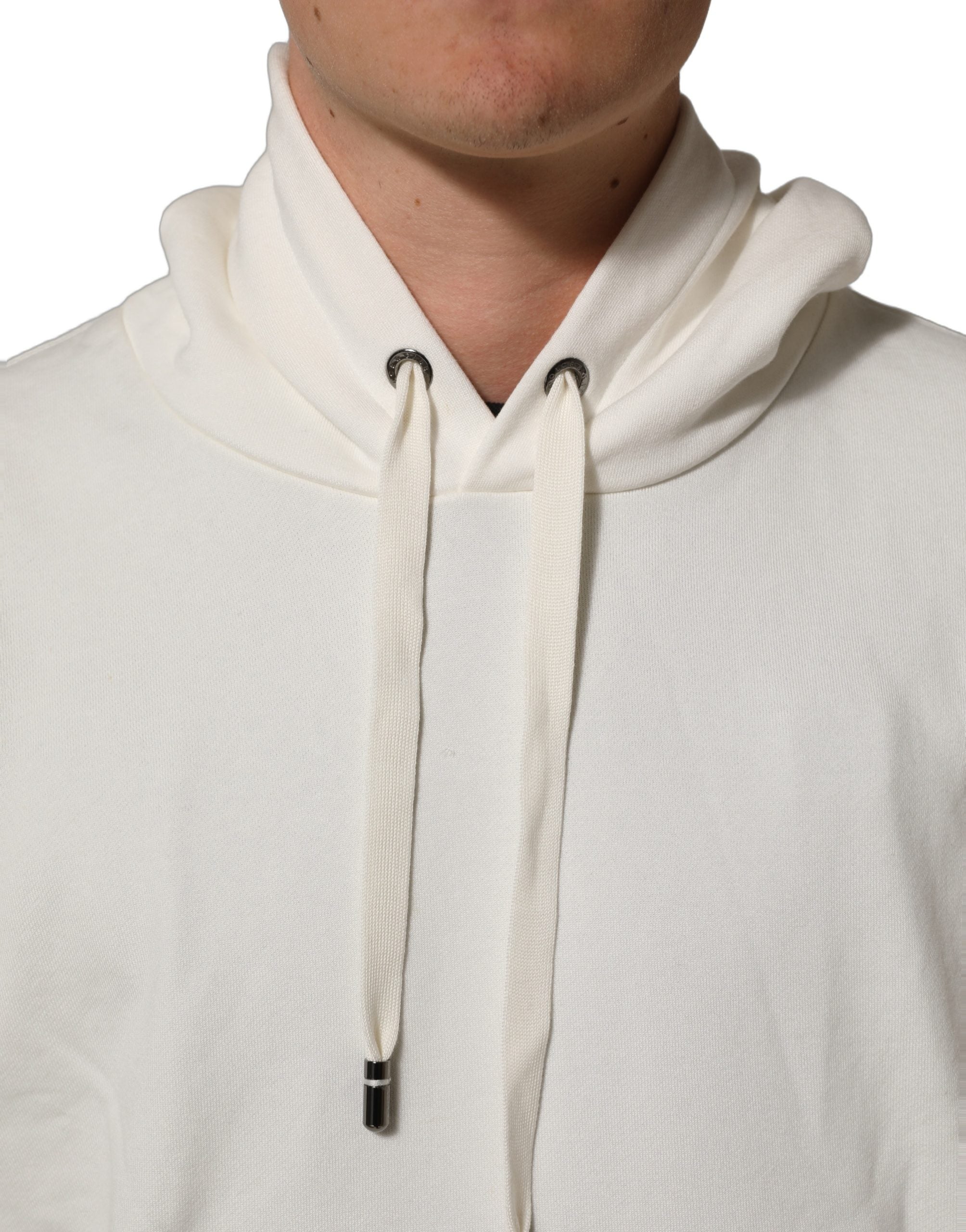 Dolce & Gabbana White Logo Hooded PulloverSweatshirt Sweater