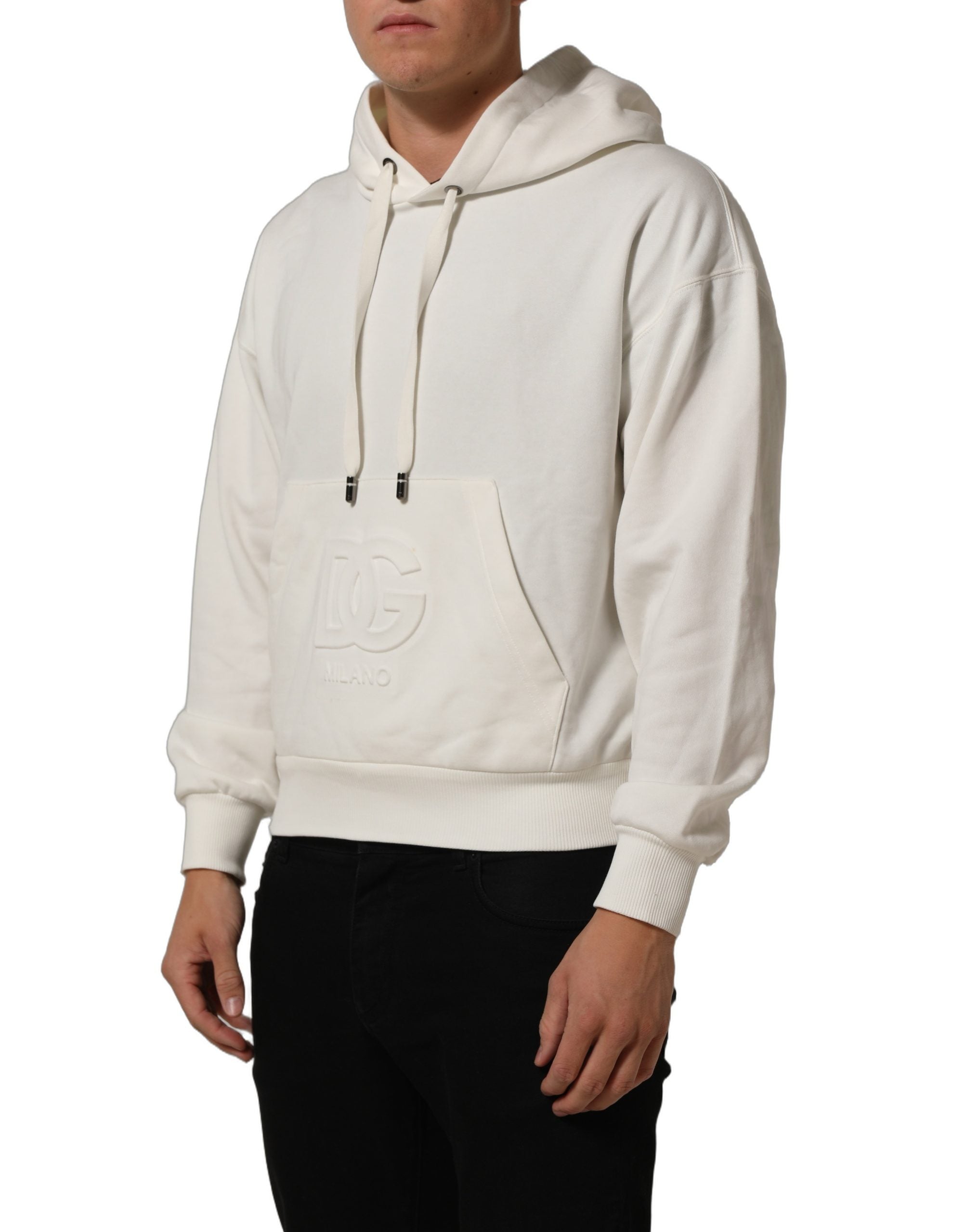 Dolce & Gabbana White Logo Hooded PulloverSweatshirt Sweater