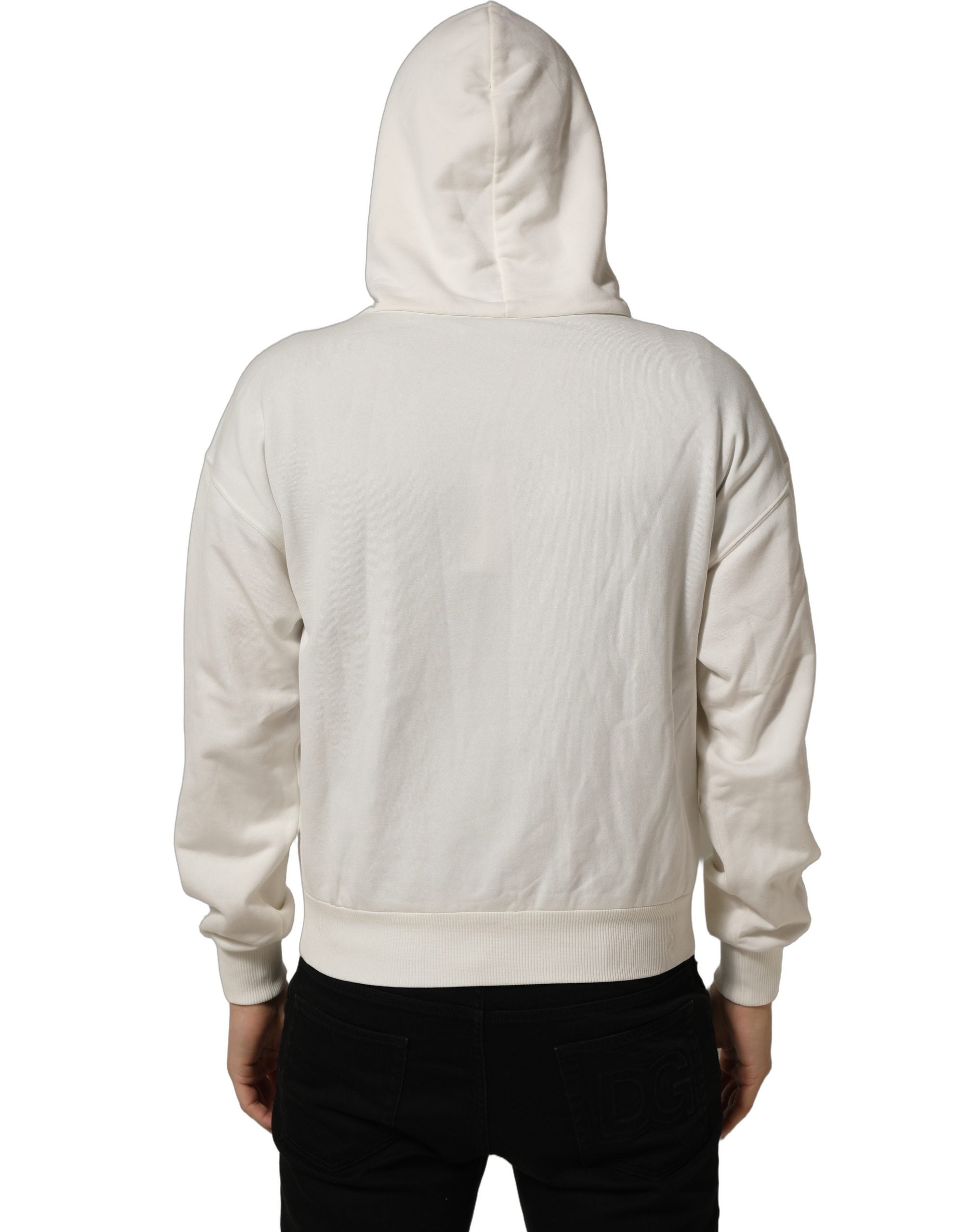 Dolce & Gabbana White Logo Hooded PulloverSweatshirt Sweater