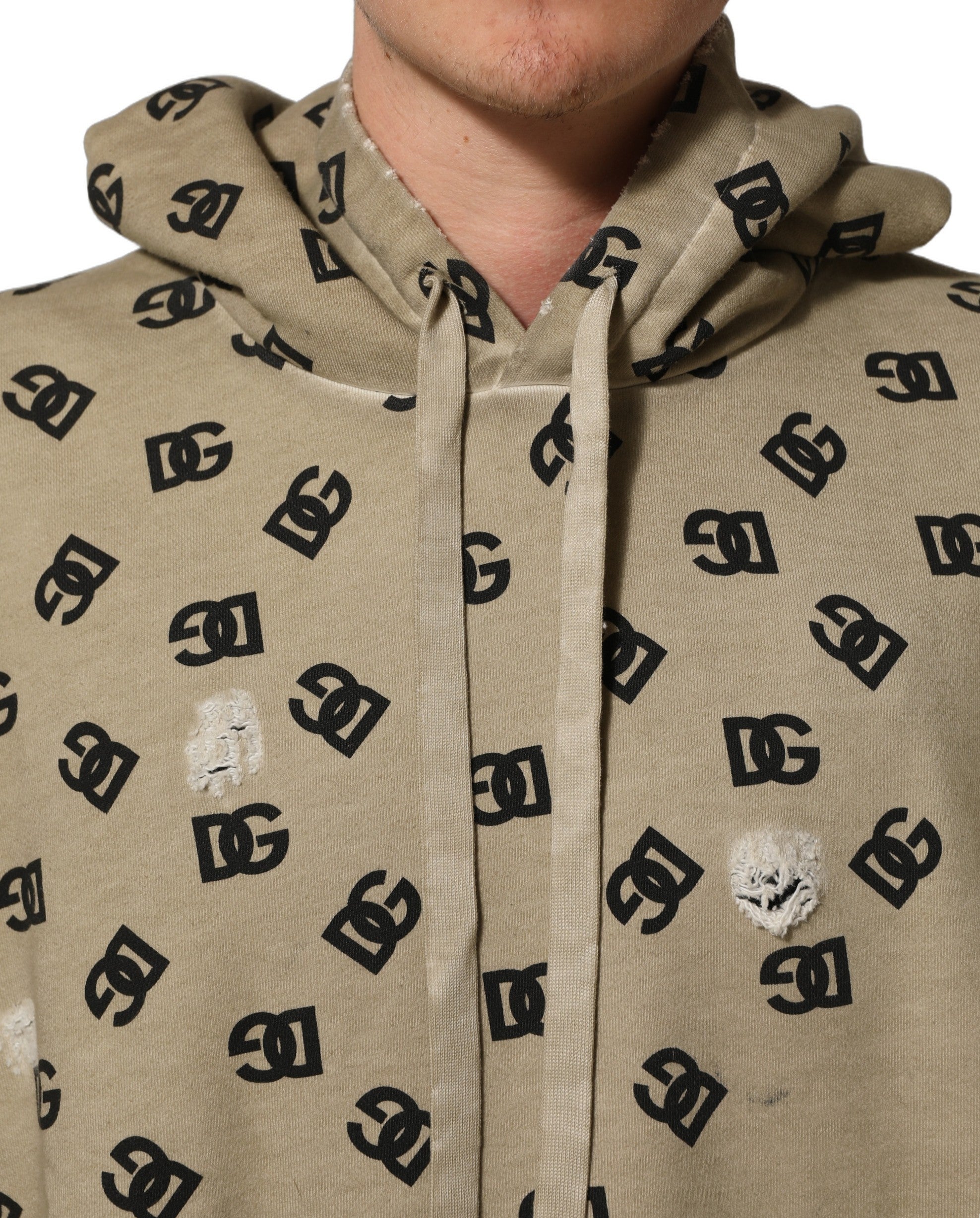Dolce & Gabbana Brown Cotton Logo Hooded Sweatshirt Sweater