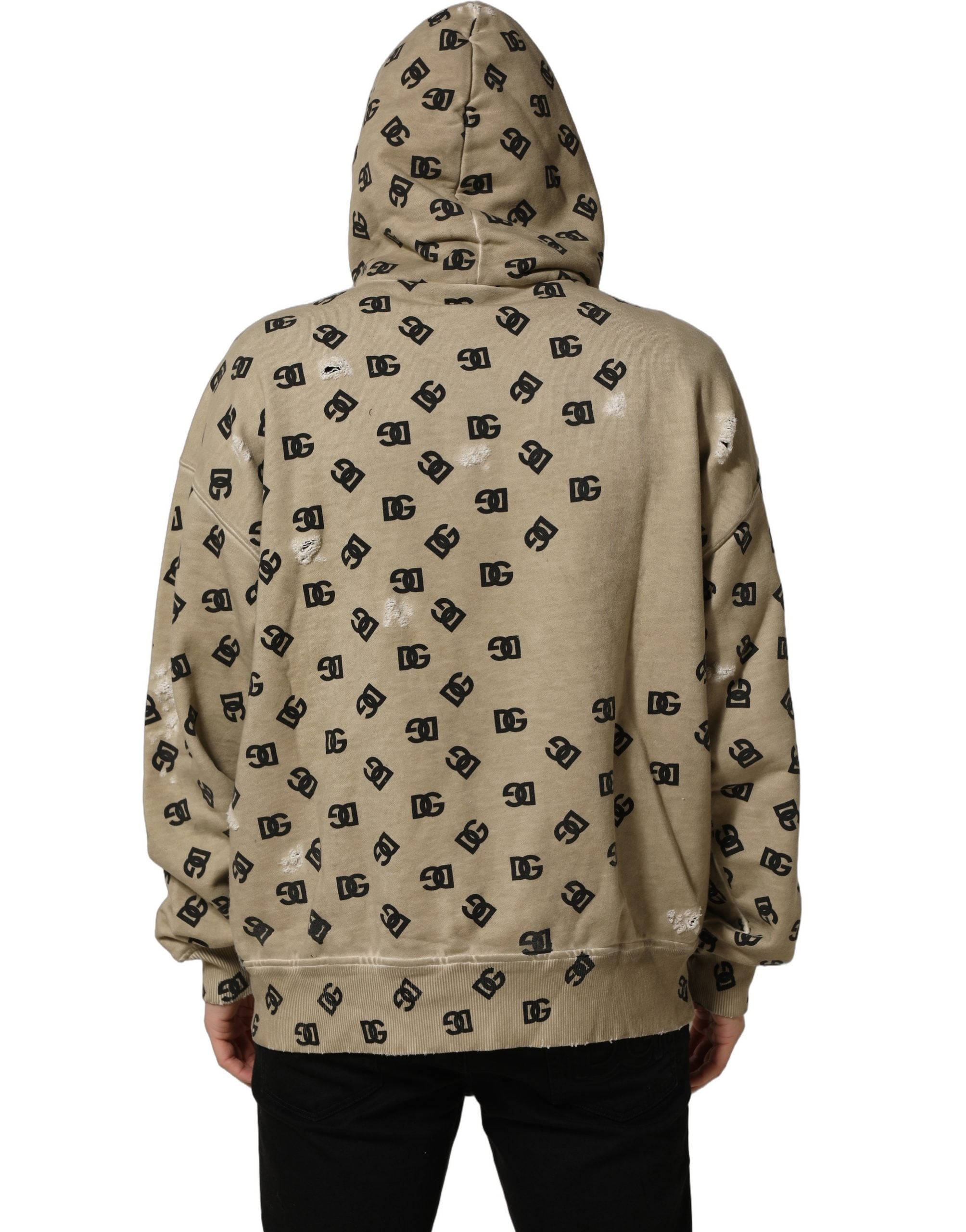 Dolce & Gabbana Brown Cotton Logo Hooded Sweatshirt Sweater