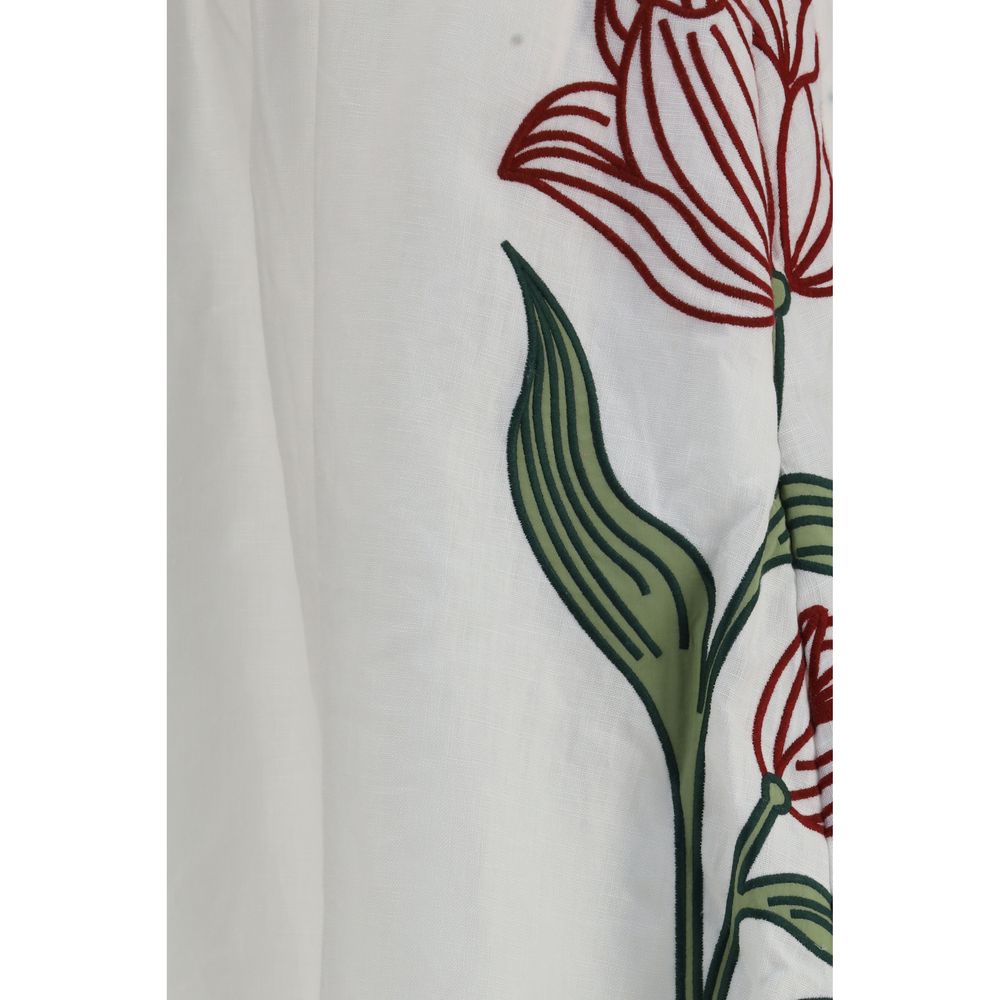 FARM RIO White Linen Midi Skirt