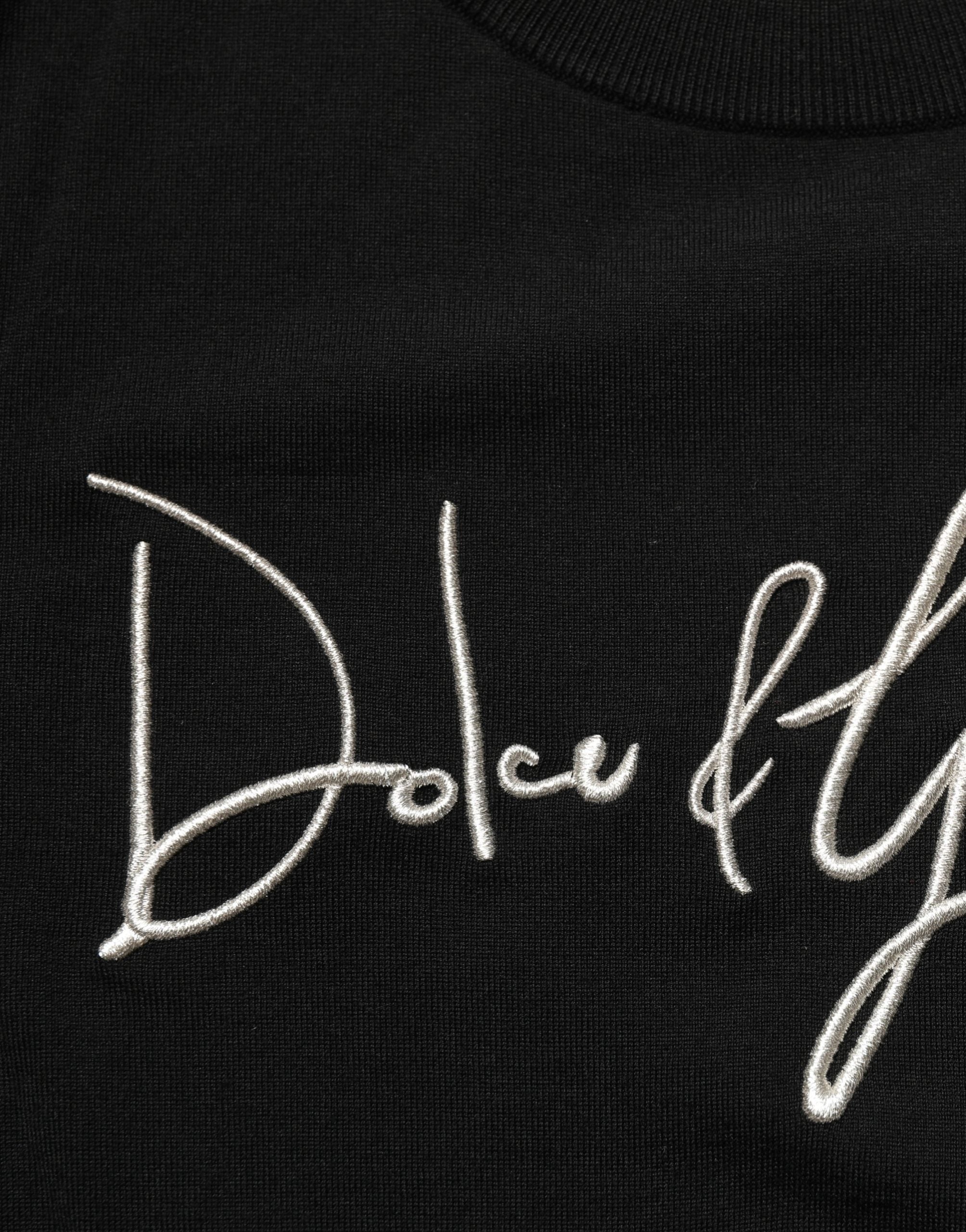 Dolce & Gabbana Black DG Embroidered Crew Neck Pullover Men Sweater