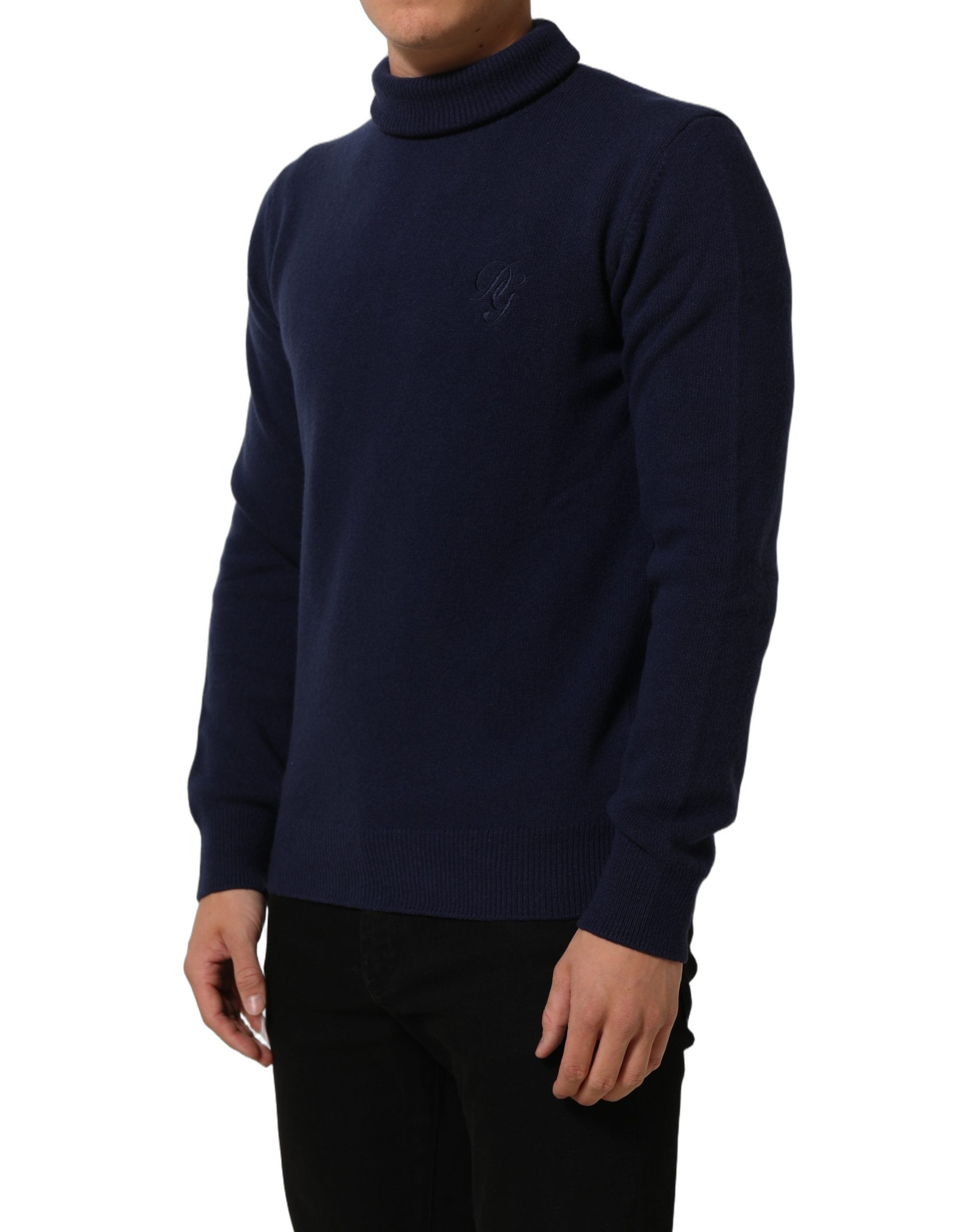 Dolce & Gabbana Blue Wool Knit Turtleneck Pullover Sweater