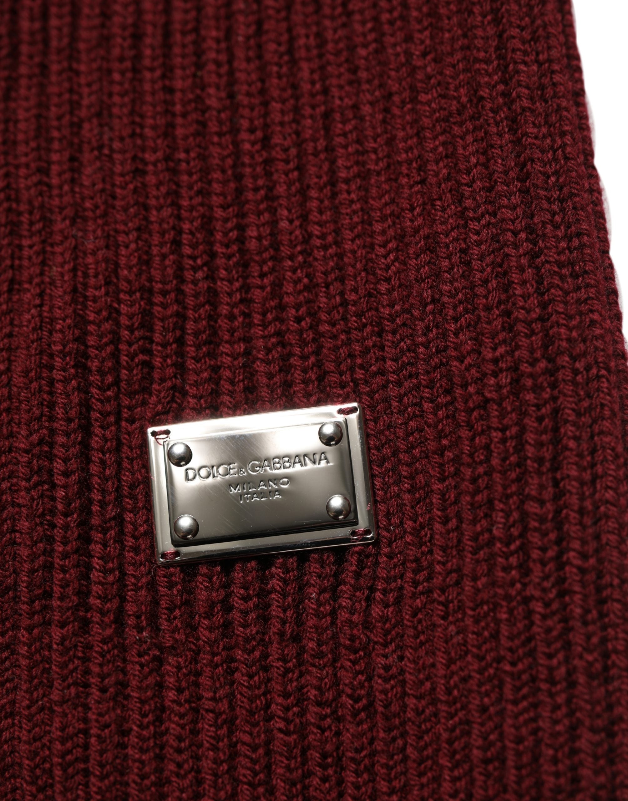 Dolce & Gabbana Burgundy Wool Half Zip Men Pullover Sweater