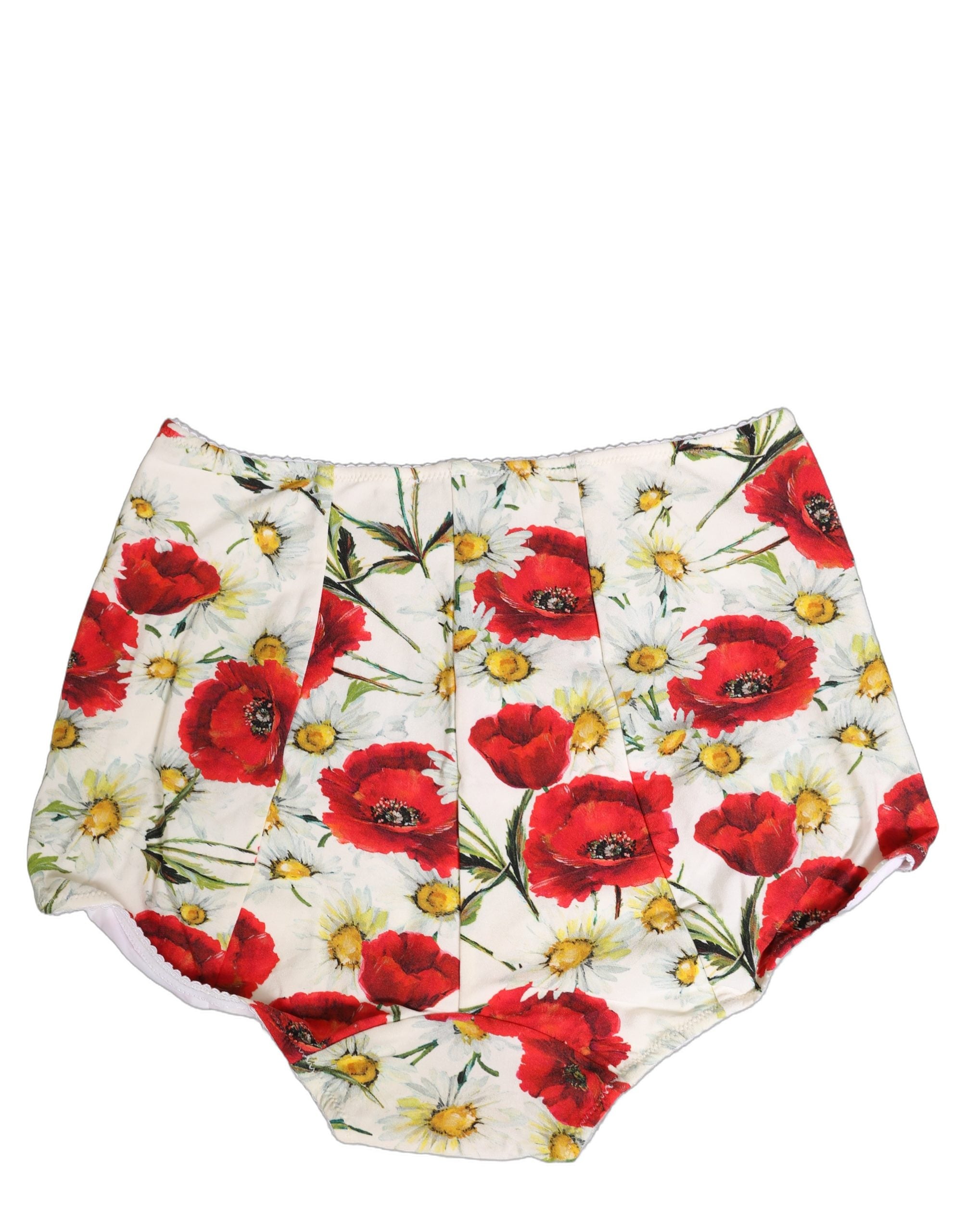 Dolce & Gabbana White Nylon Floral High Waisted Girdle Underwear