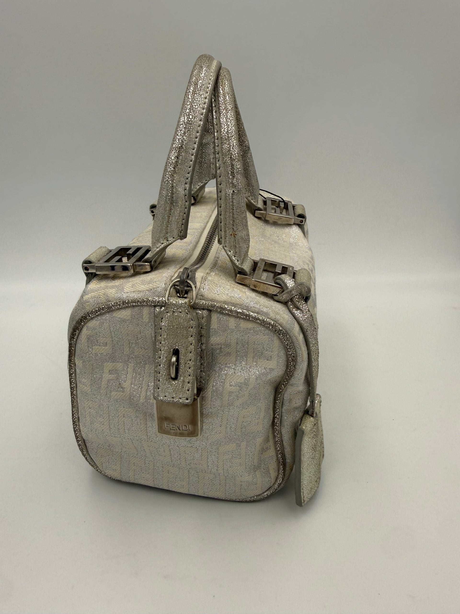 Fendi FENDI Mini Bauletto FF Zucchino Laminated Handbag