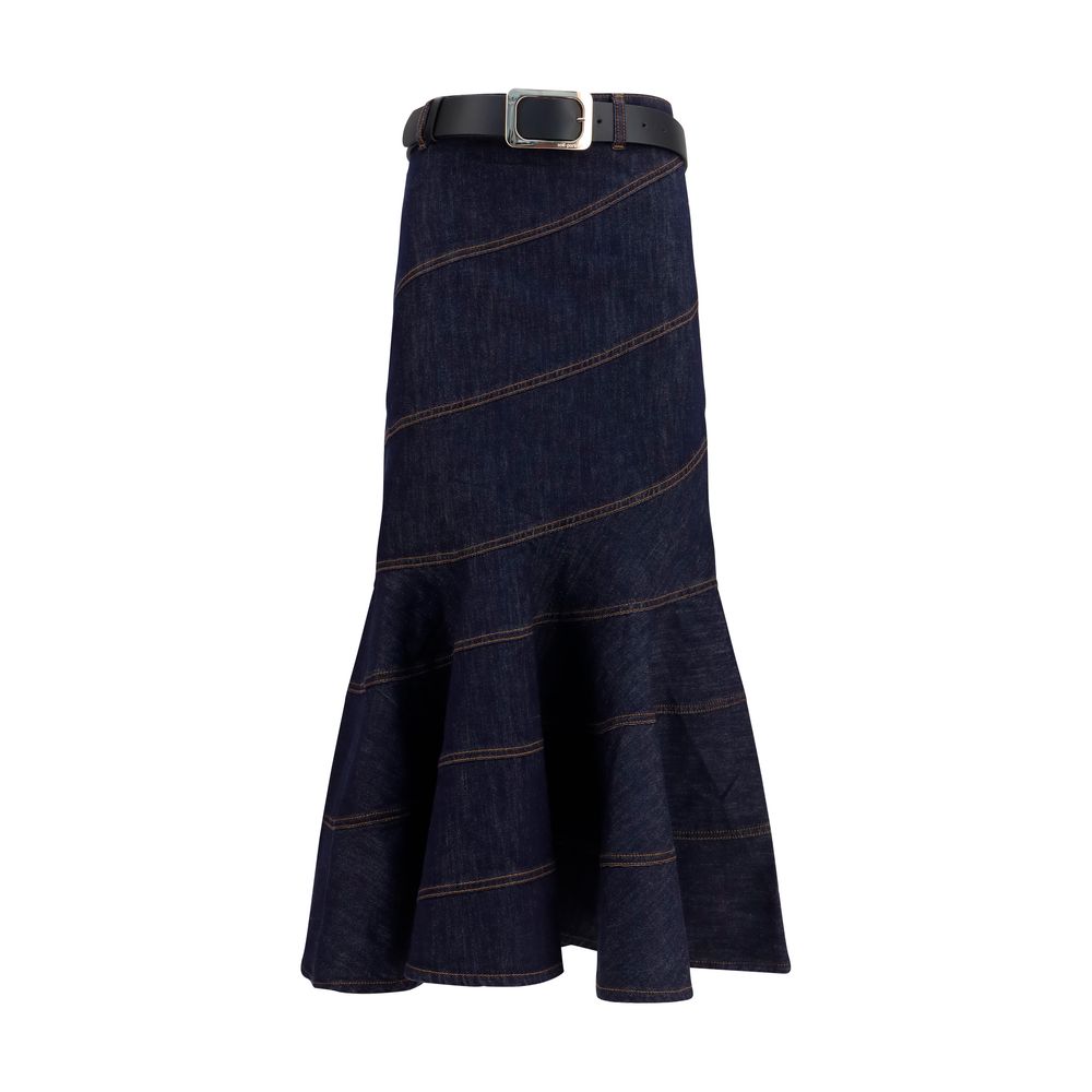 Self-Portrait Blue Denim Skirt