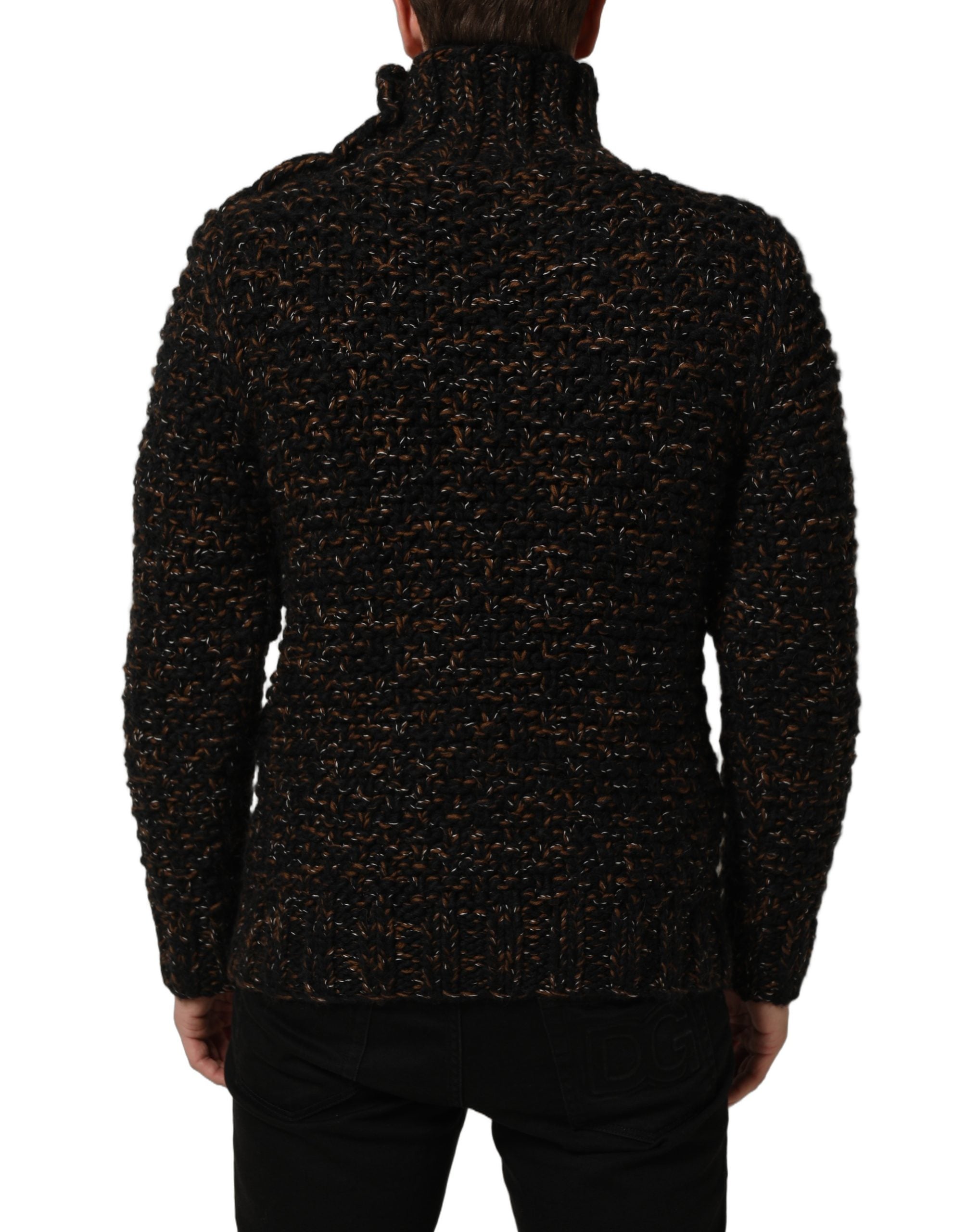 Dolce & Gabbana Brown Wool Knit Turtleneck Pullover Sweater