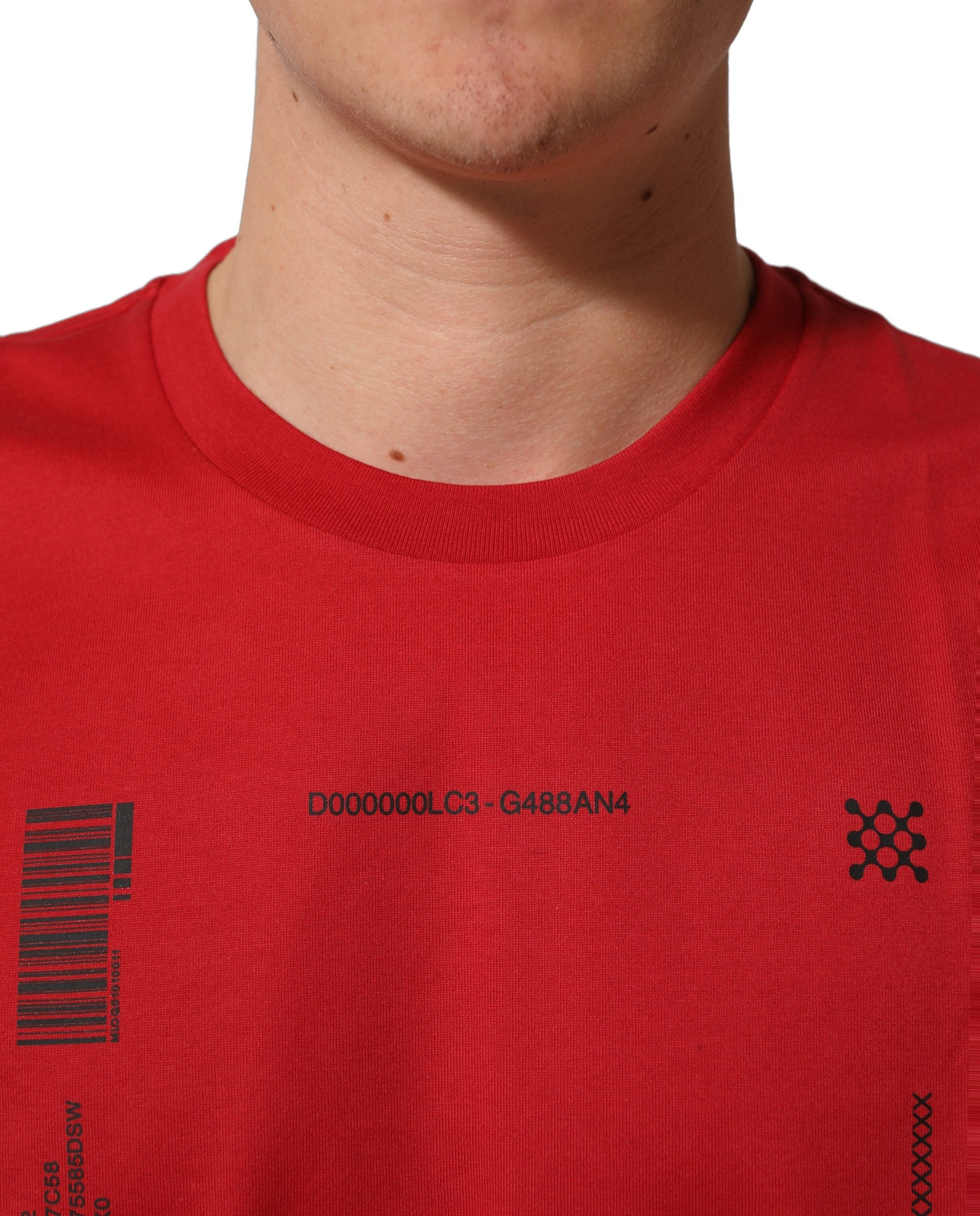 Dolce & Gabbana Red Cotton Graphic Print Crew Neck T-shirt