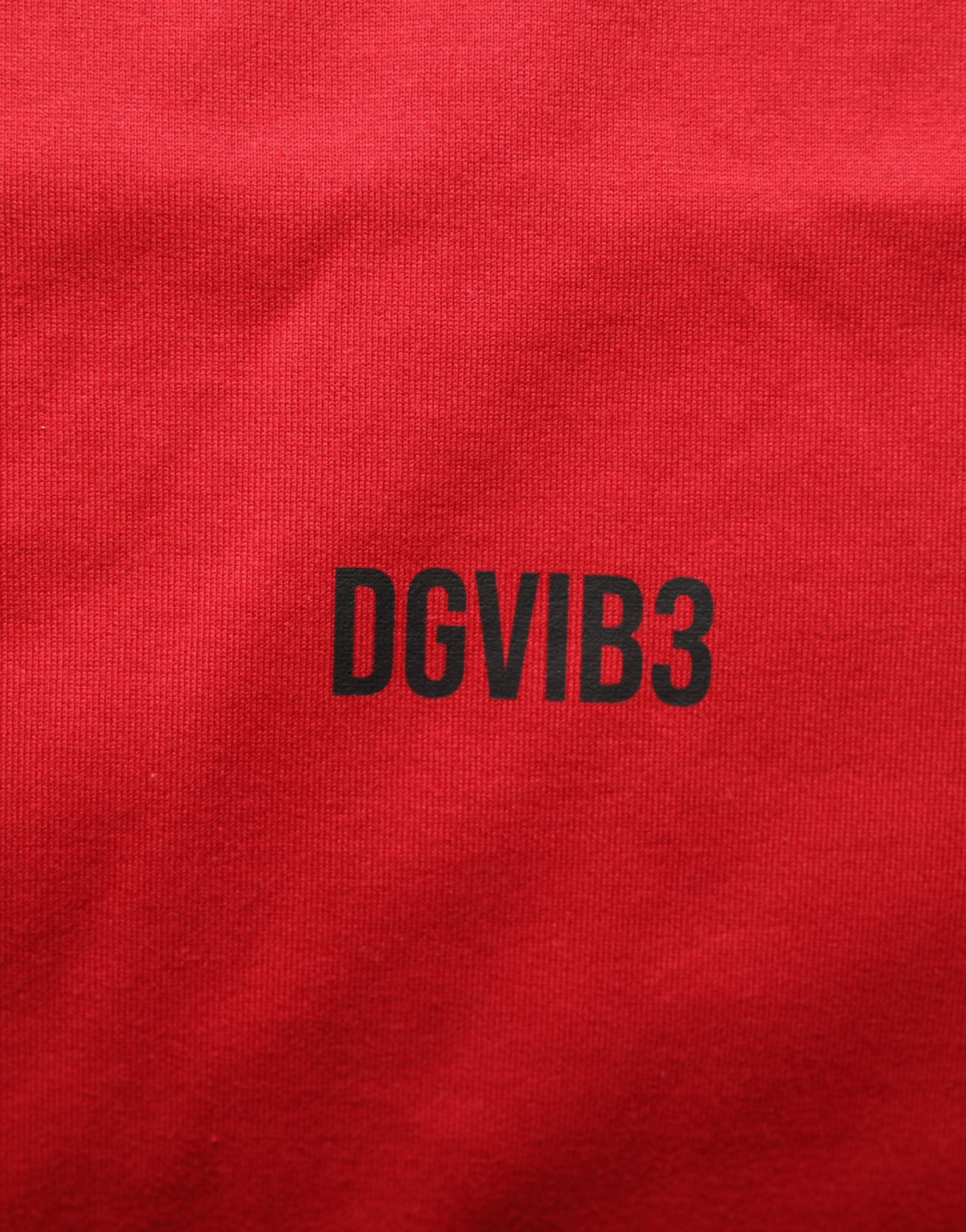 Dolce & Gabbana Red Cotton Graphic Print Crew Neck T-shirt
