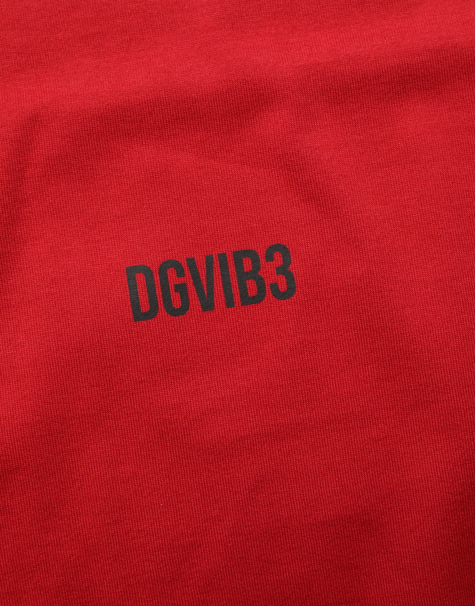 Dolce & Gabbana Red Cotton Graphic Print Crew Neck T-shirt
