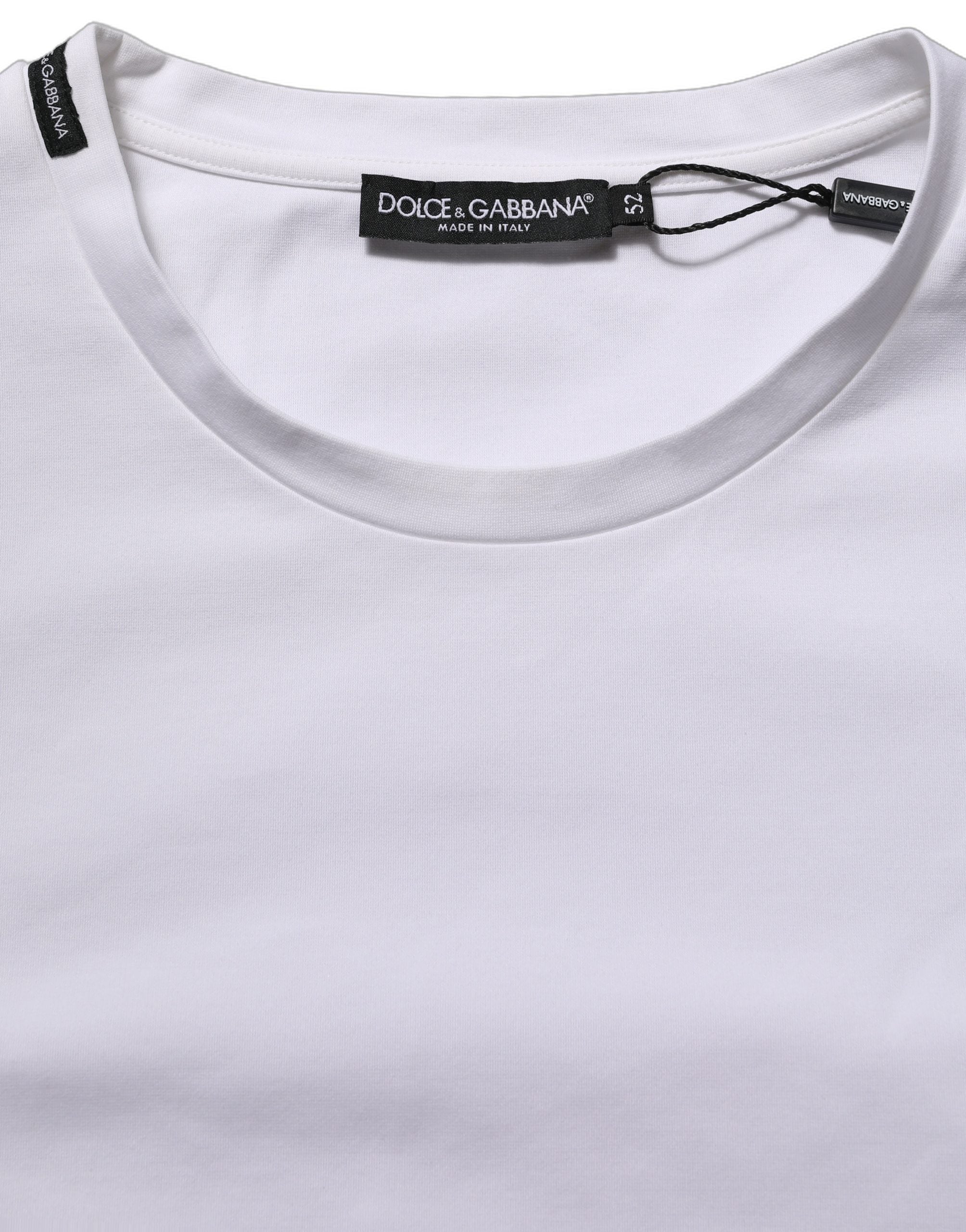 Dolce & Gabbana White Cotton Short Sleeves Crew Neck T-shirt