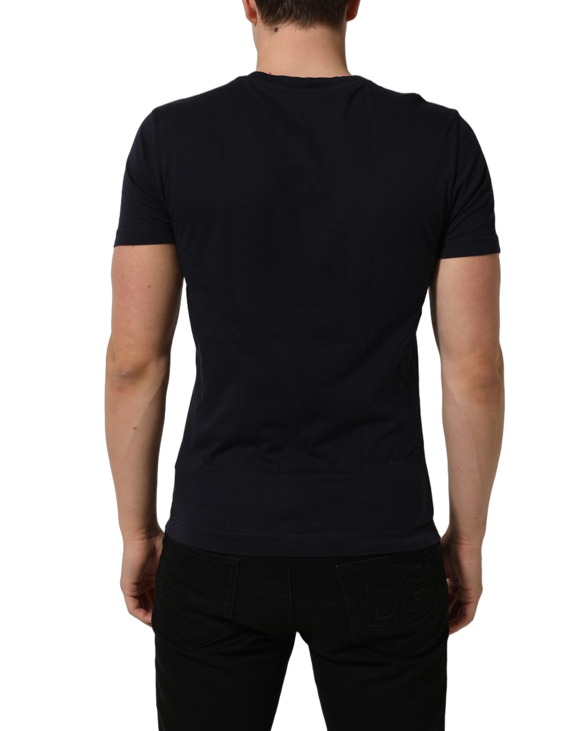 Dolce & Gabbana Black Cotton Short Sleeves Crew Neck T-shirt