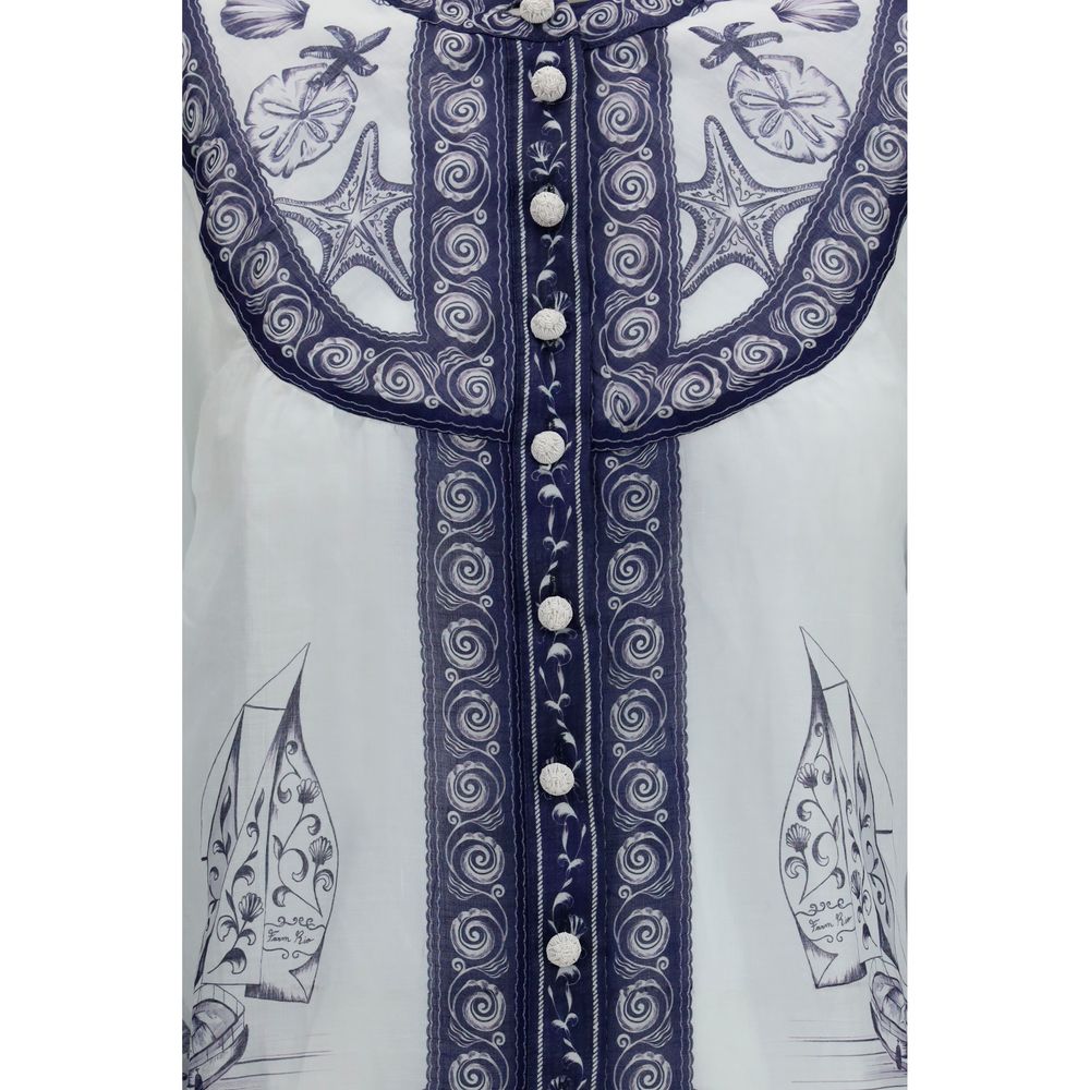 FARM RIO White Ramie Blouse