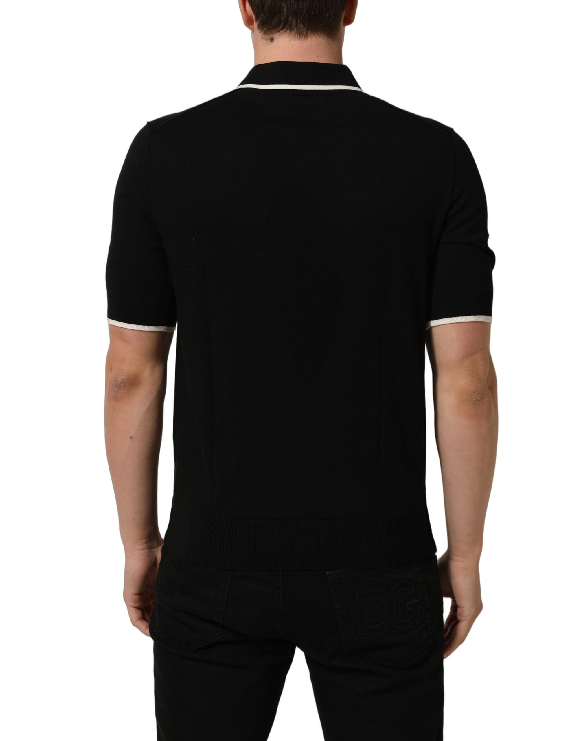 Dolce & Gabbana Black Cotton Collared Short Sleeves Polo T-shirt