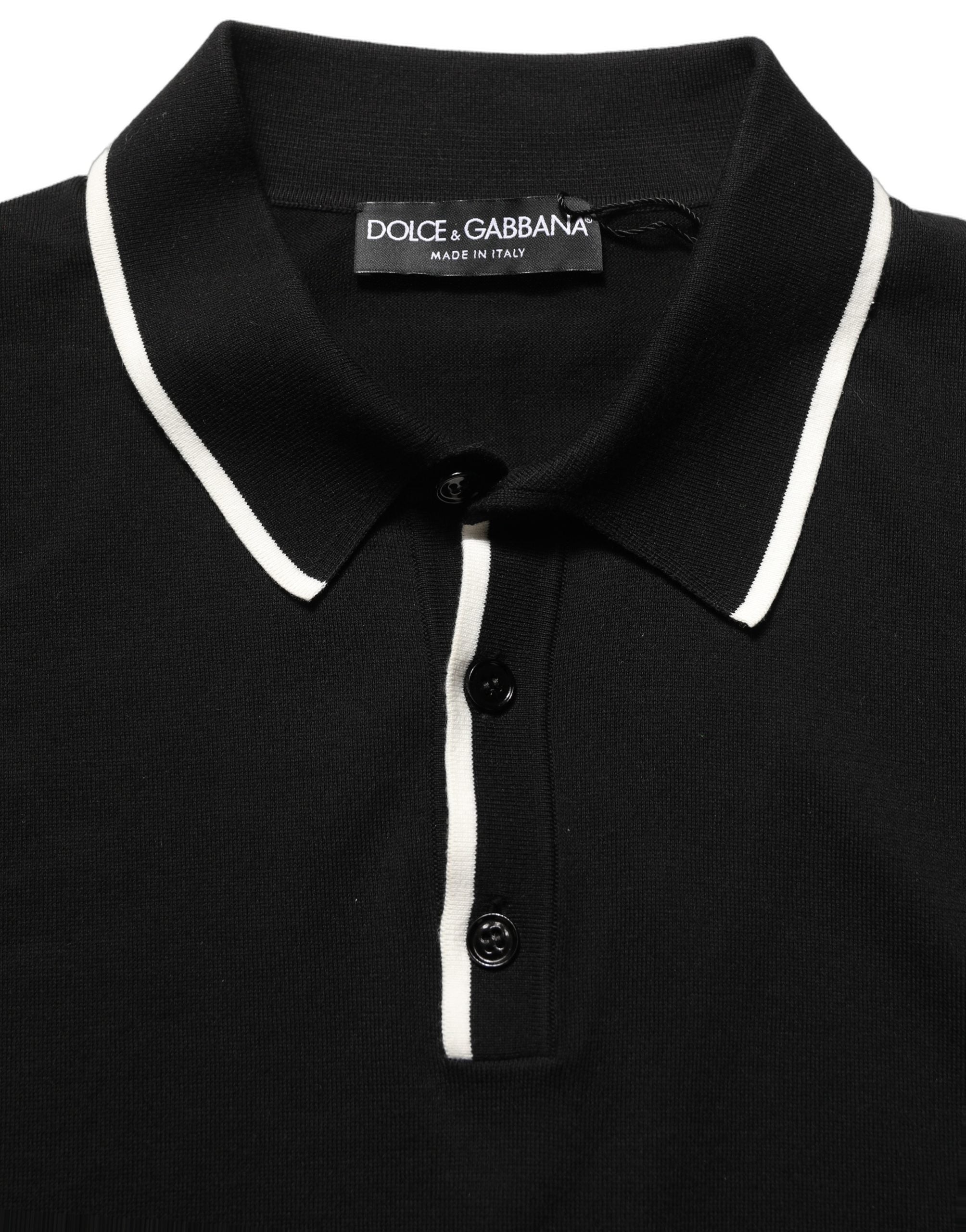 Dolce & Gabbana Black Cotton Collared Short Sleeves Polo T-shirt