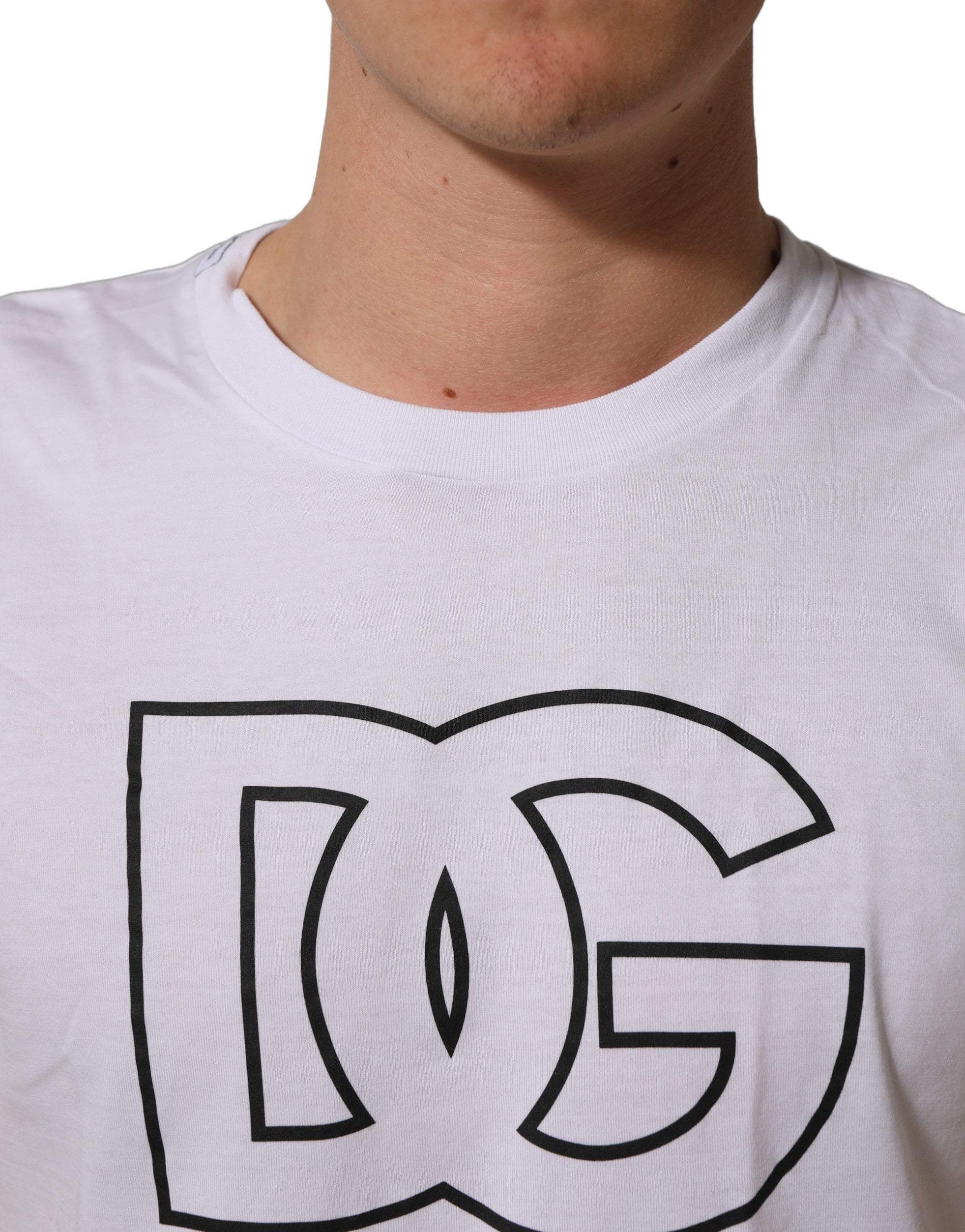 Dolce & Gabbana White DG Logo Print Short Sleeves Men T-shirt