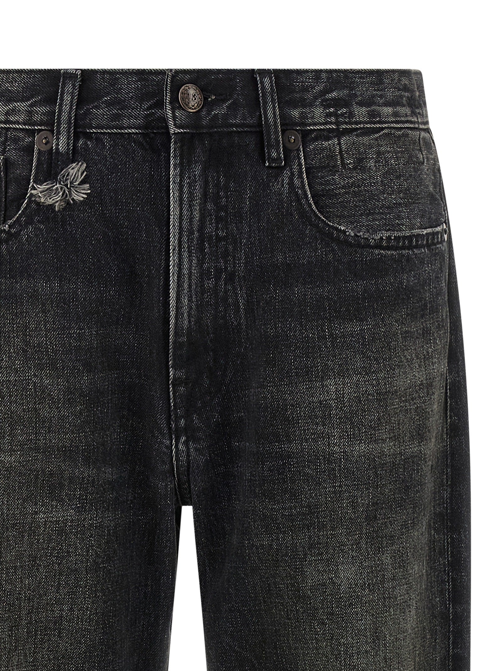 R13 Black Cotton Straight-Leg Jeans