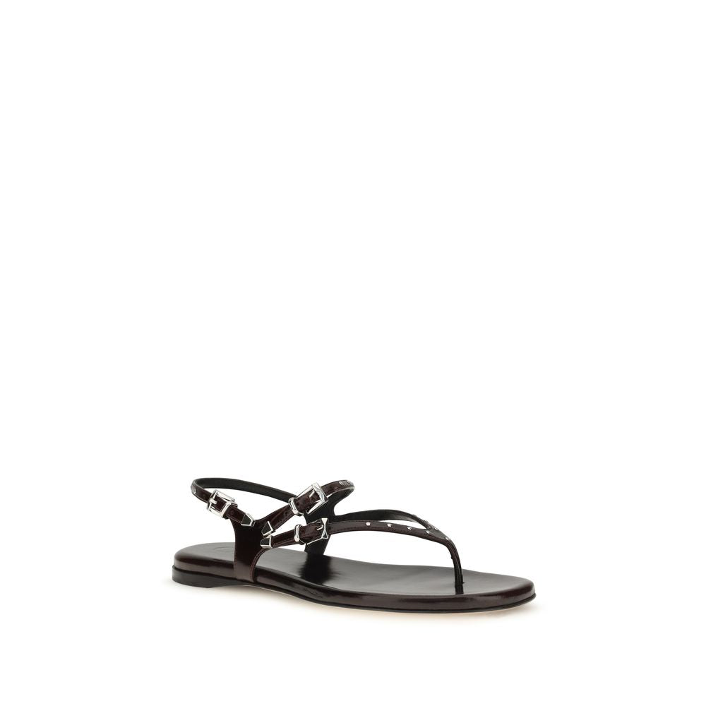 Chloé Black Calf Leather Bos Taurus Flat Sandals