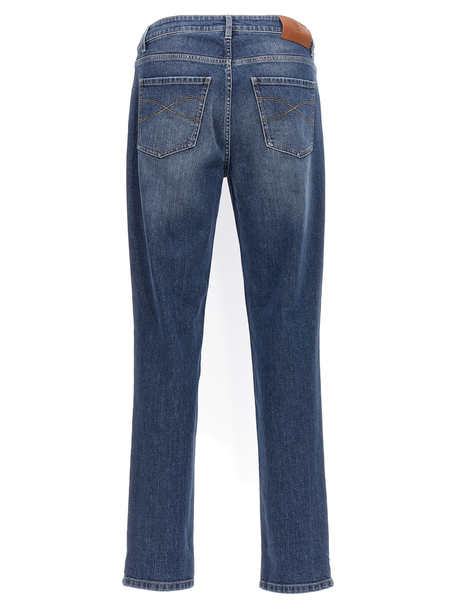 Brunello Cucinelli Blue Cotton Slim Fit Jeans