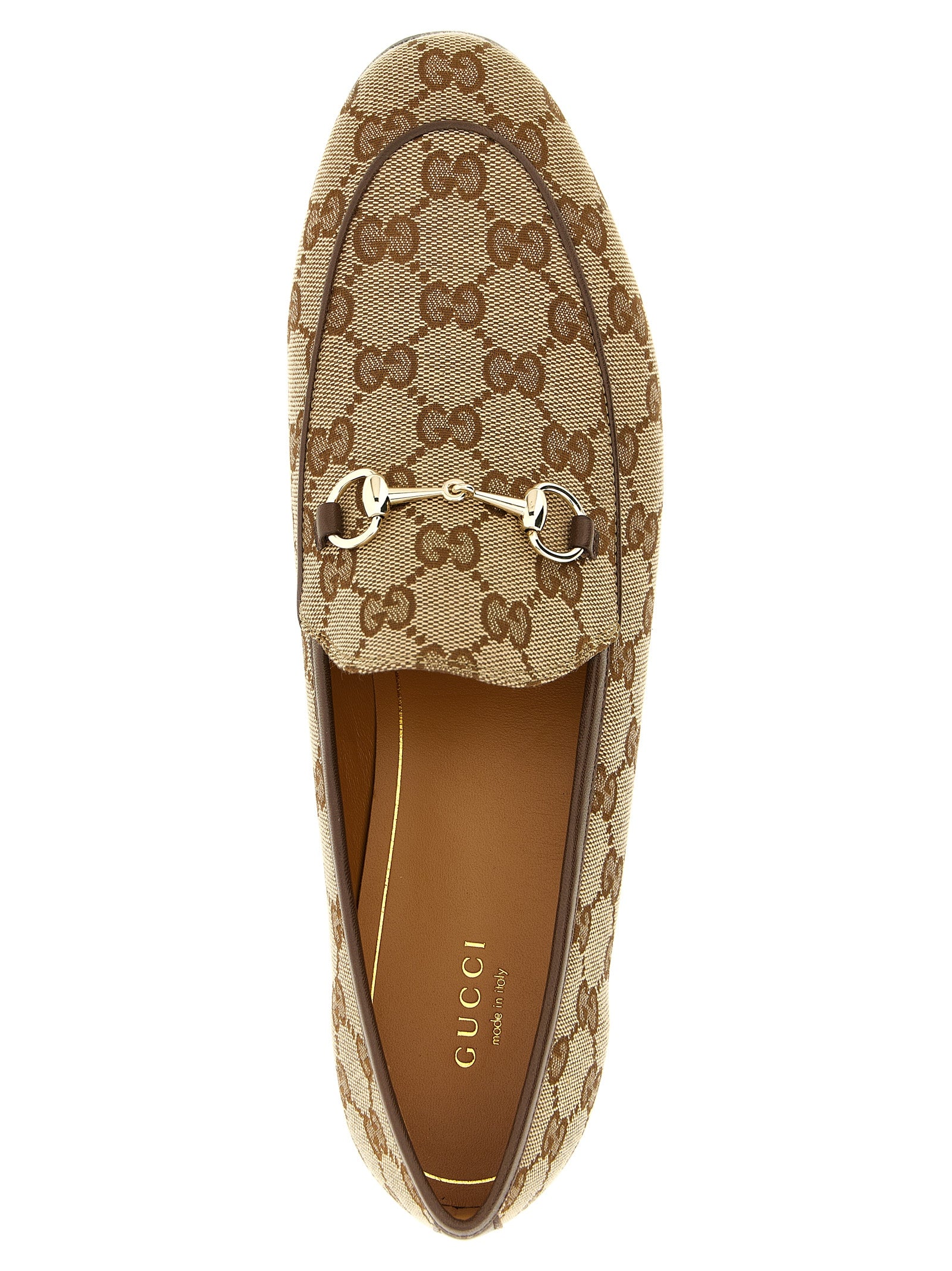 Gucci Beige Polyester Slip-On Loafers
