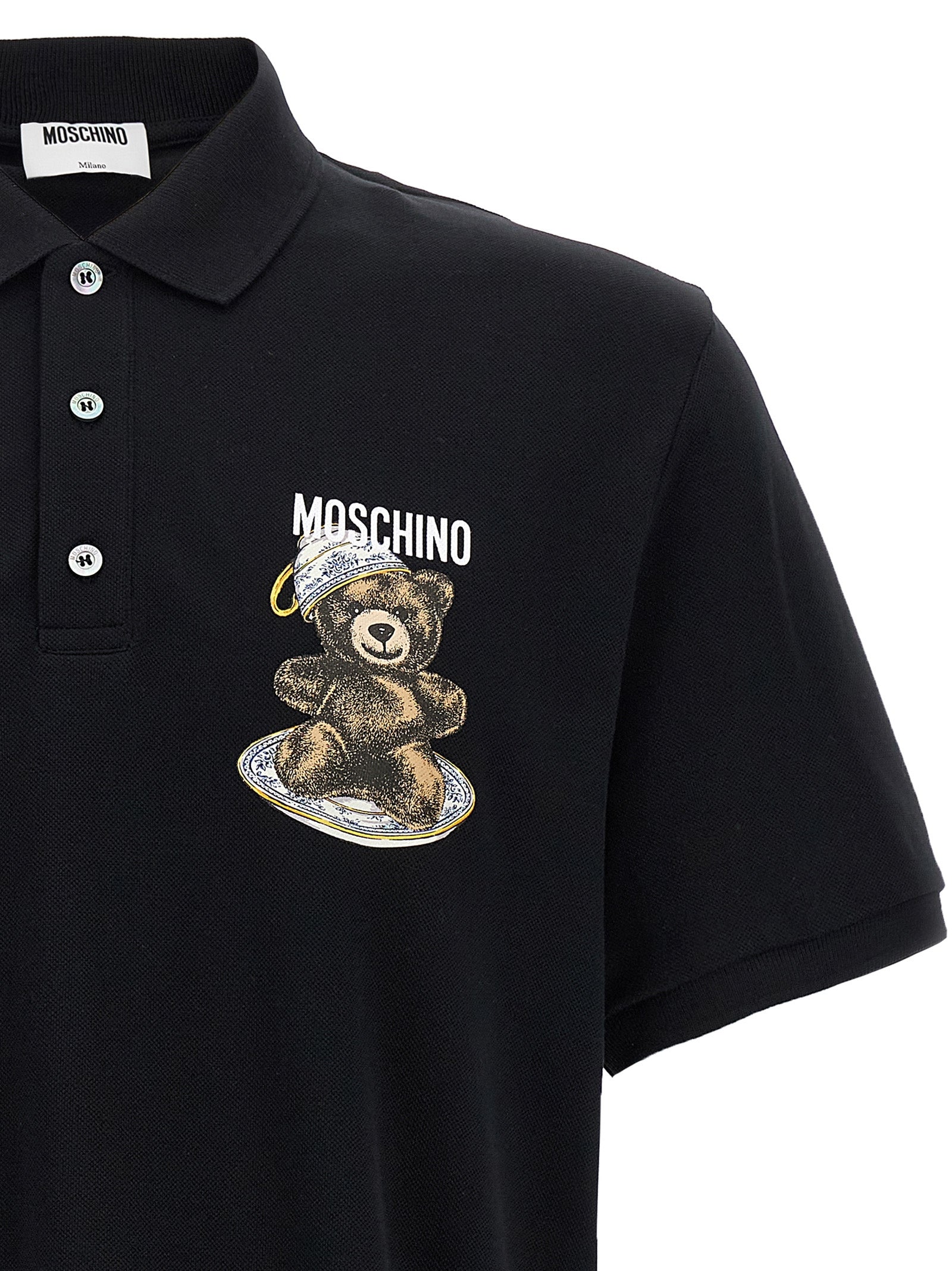 Moschino Black Cotton Polo Shirt