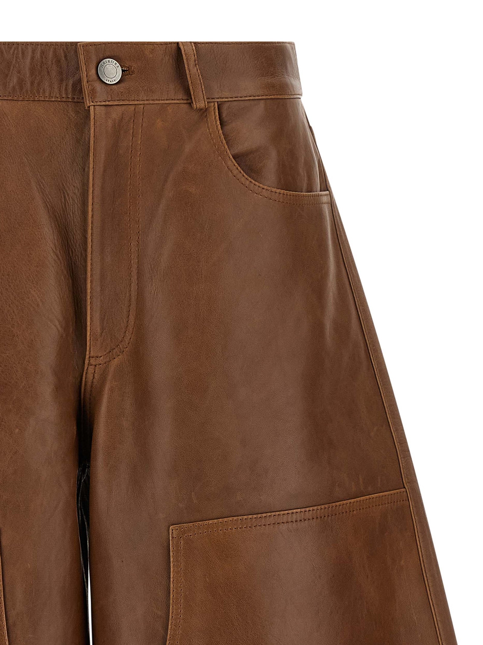 Haikure Brown Lambskin Bermuda Shorts
