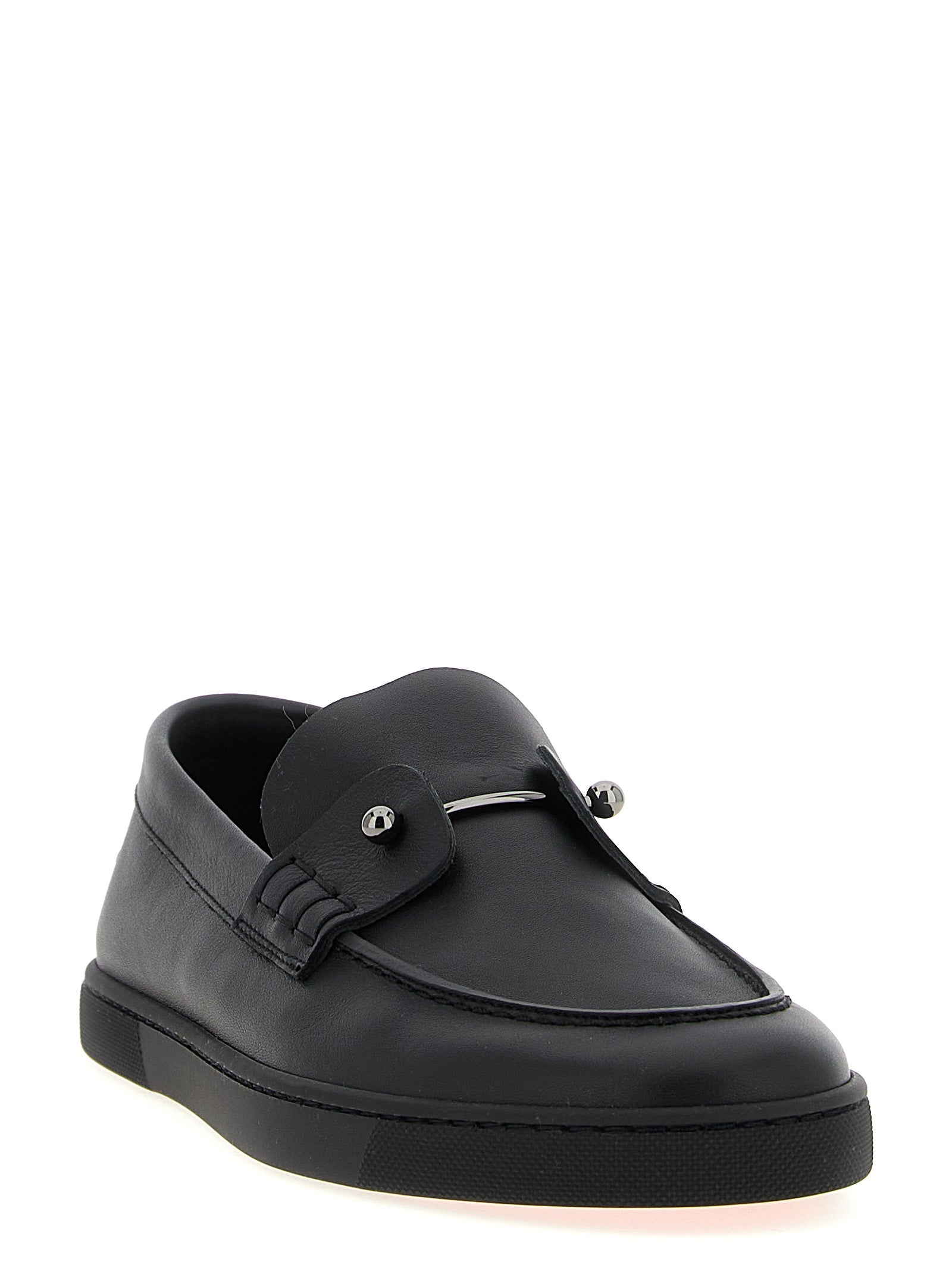 Christian Louboutin Black Calfskin Slip-On Loafers