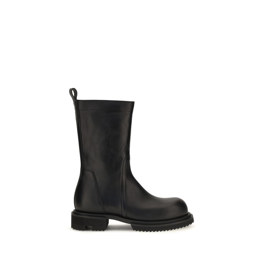 Rick Owens Black Calf Leather Bos Taurus Flat Boots