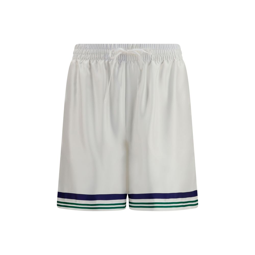 Casablanca White Silk Bermuda Shorts