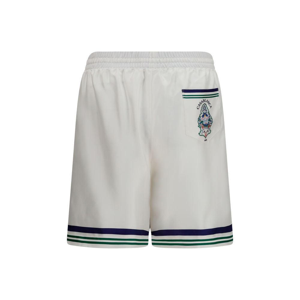 Casablanca White Silk Bermuda Shorts