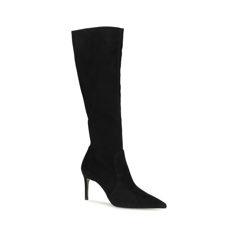 Stuart Weitzman Black Calf Leather Bos Taurus Boots
