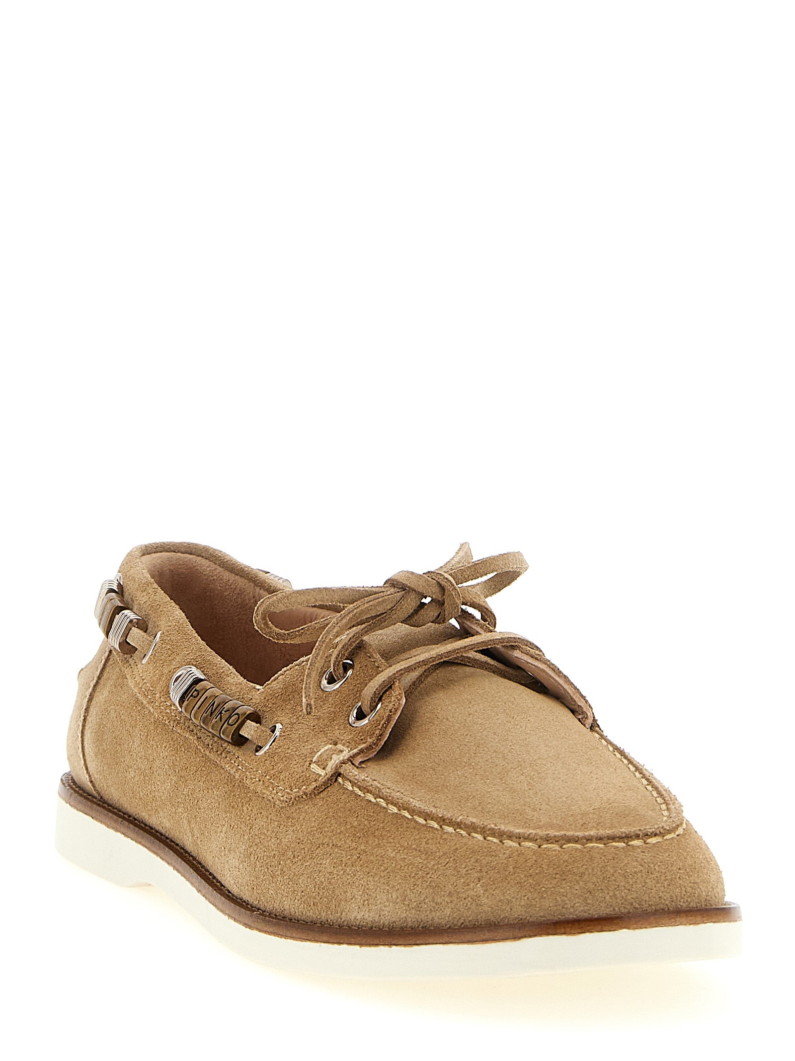 PINKO Beige Calfskin Moccassin
