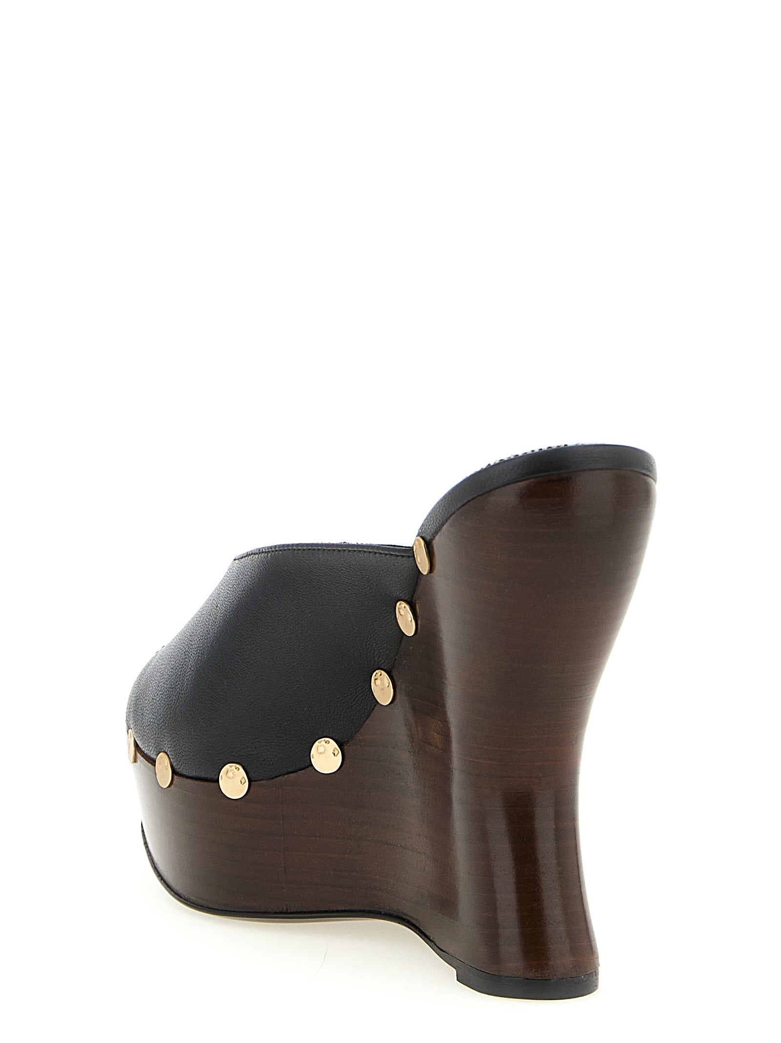 Magda Butrym Black Calfskin Wedge Sandals