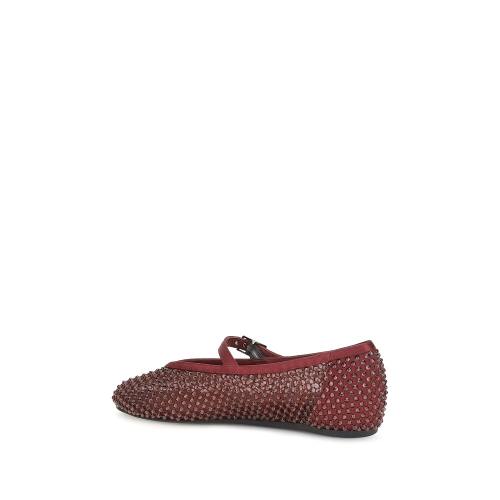 LE SILLA Bordeaux Calf Leather Bos Taurus Ballet Flats