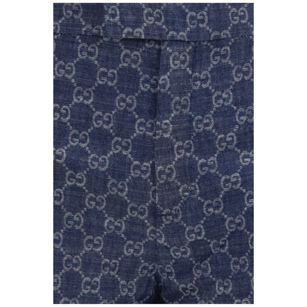 Gucci Blue Cotton Casual Pants