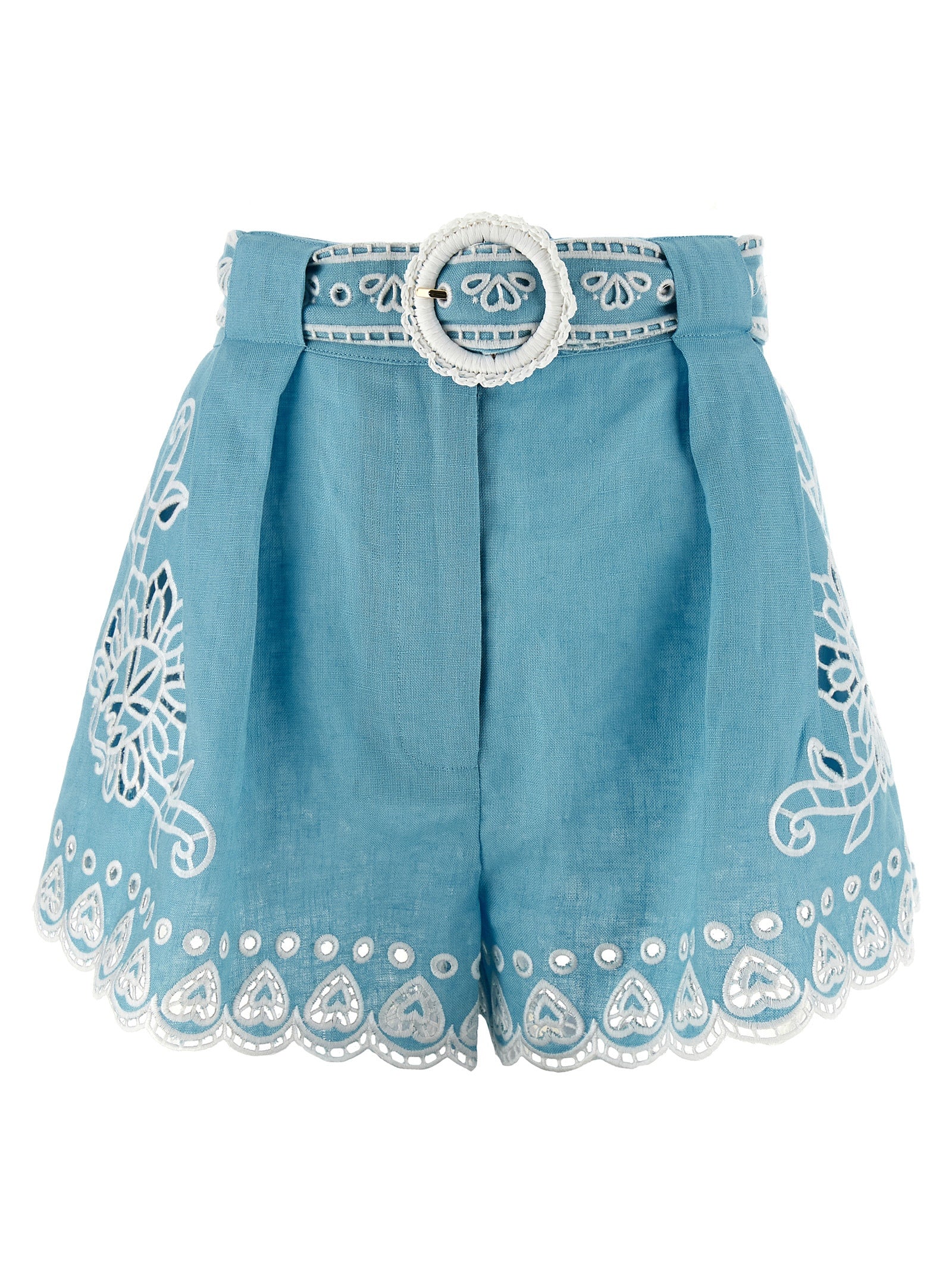 FARM RIO Blue Linen Bermuda Shorts