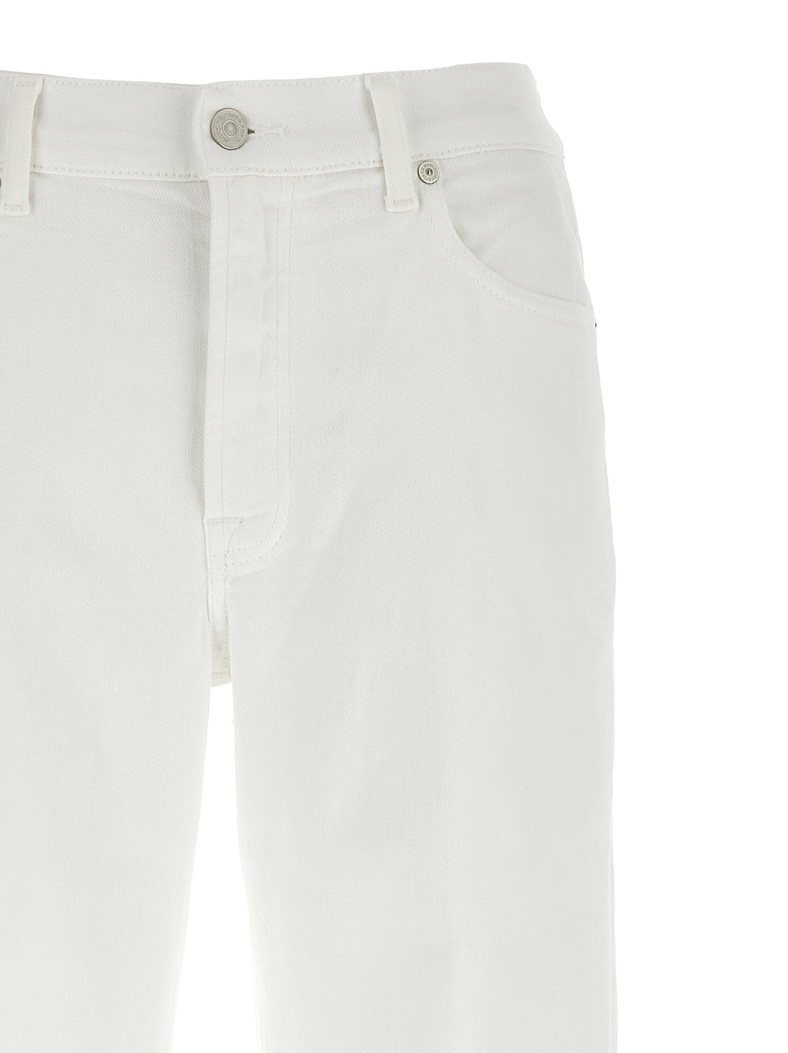 7 For All Mankind White Cotton Straight-Leg Jeans