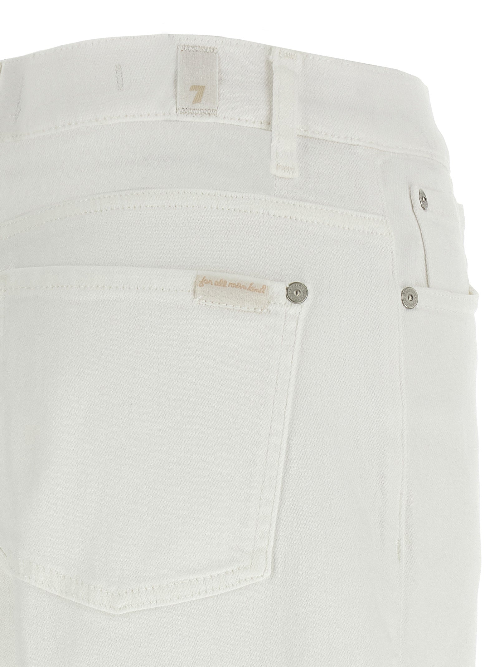 7 For All Mankind White Cotton Straight-Leg Jeans