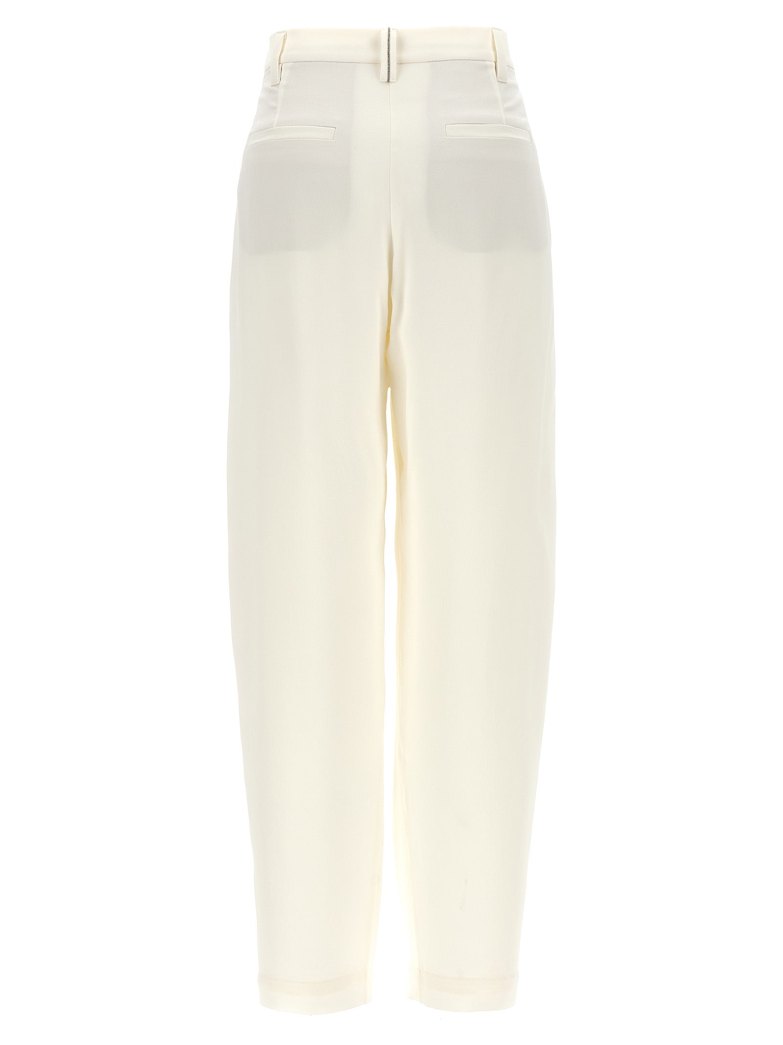 Brunello Cucinelli White Silk Casual Pants