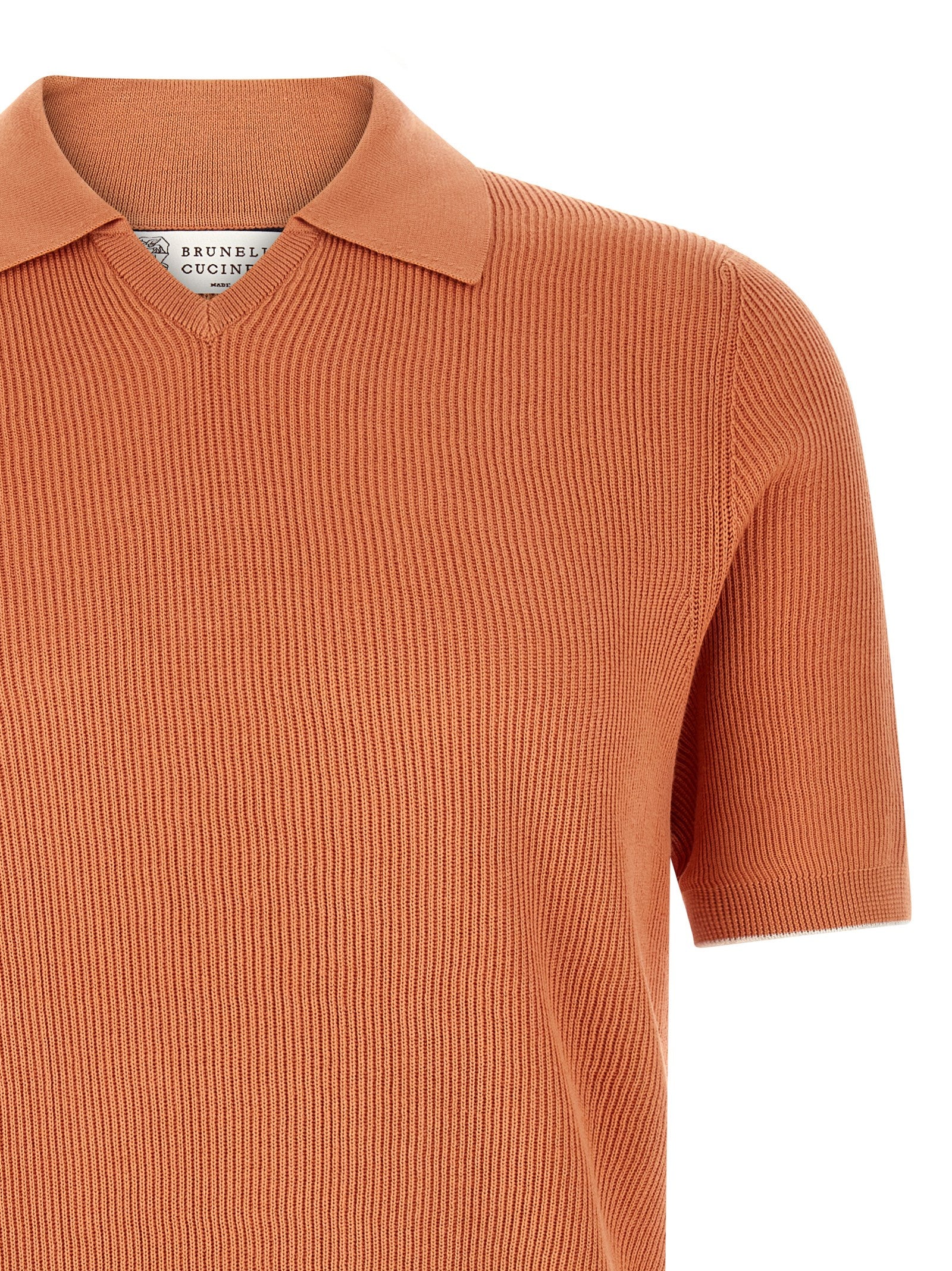 Brunello Cucinelli Orange Cotton Polo Shirt