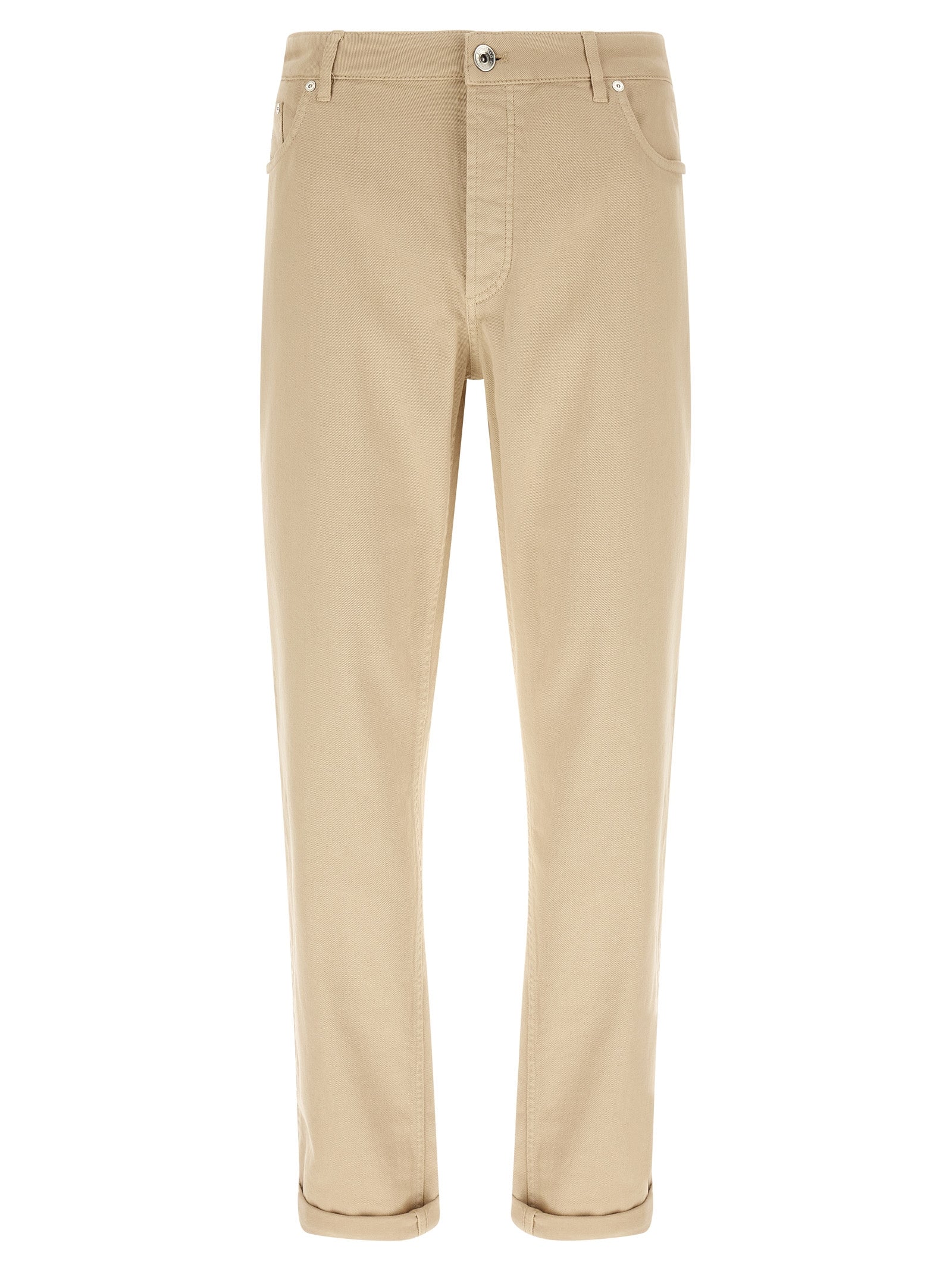 Brunello Cucinelli Beige Cotton Tapered Jeans