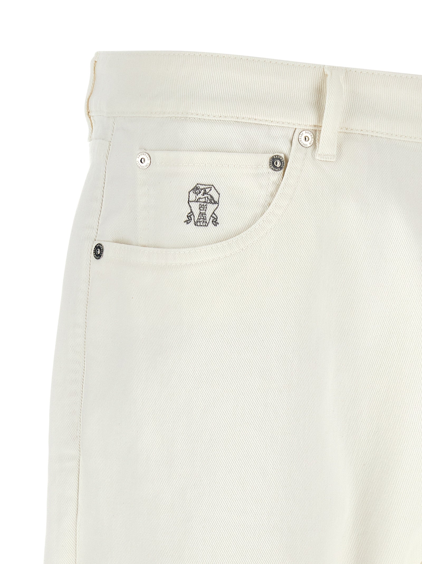 Brunello Cucinelli White Cotton Cropped Jeans