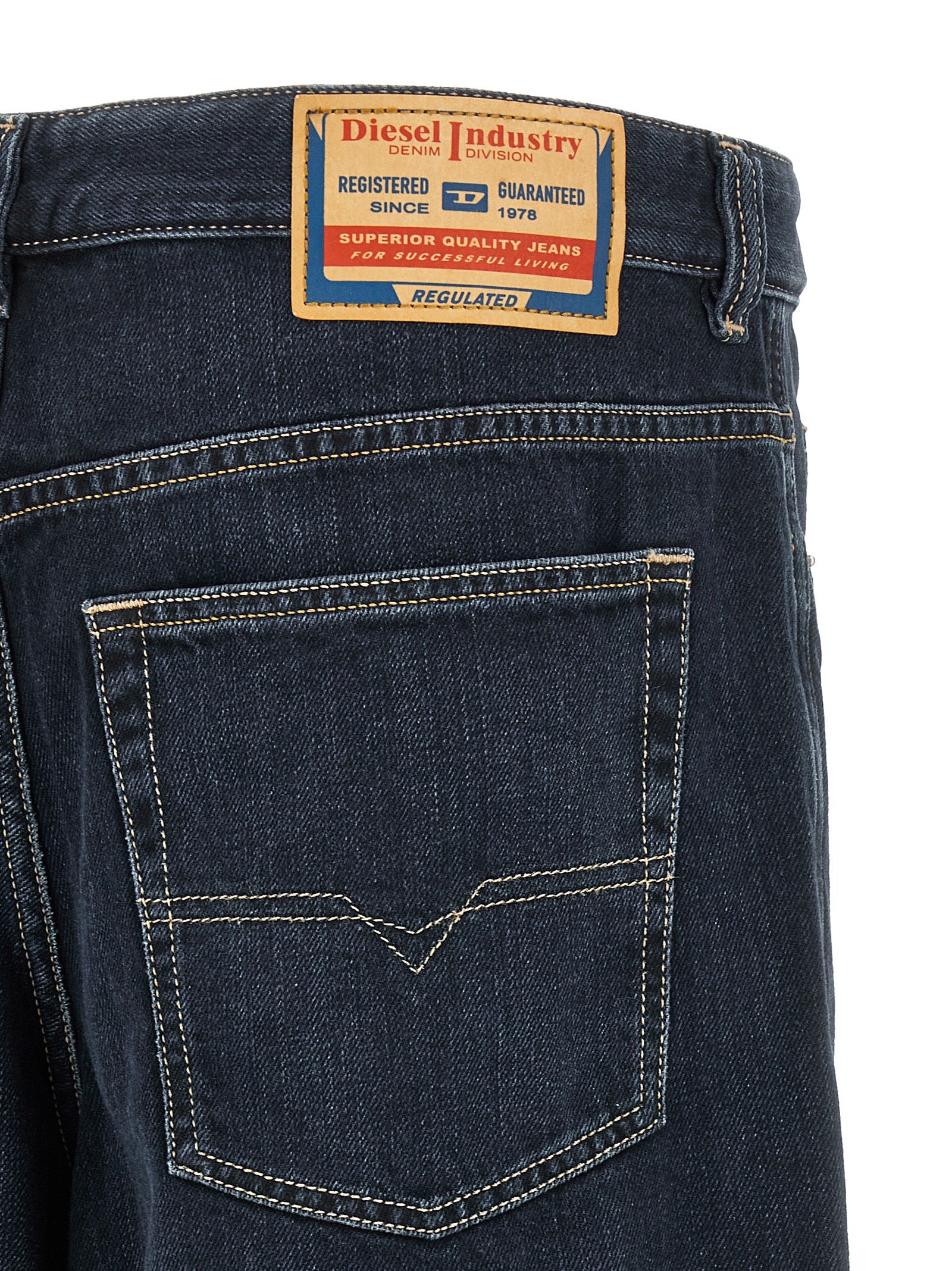 Diesel Blue Cotton Relaxed Fit Jeans