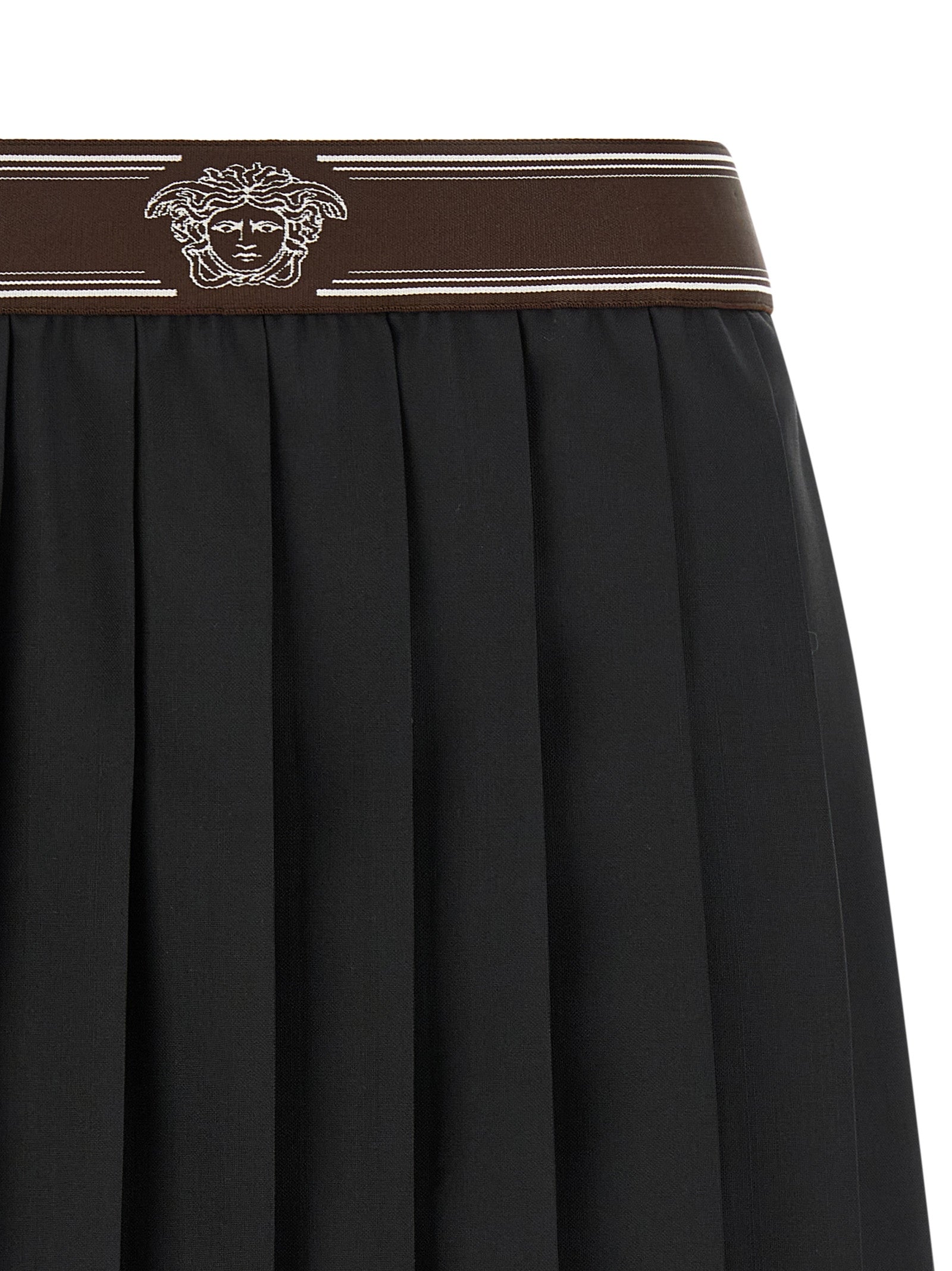 Versace Black Wool Long Skirt