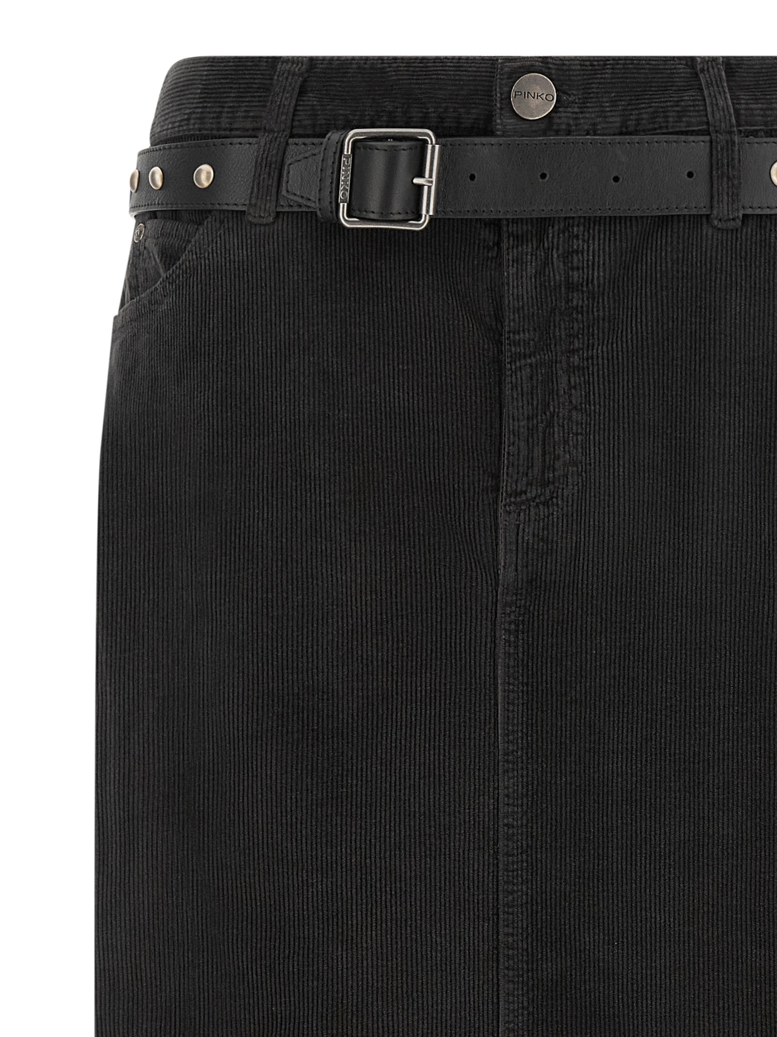 PINKO Black Cotton Midi Skirt